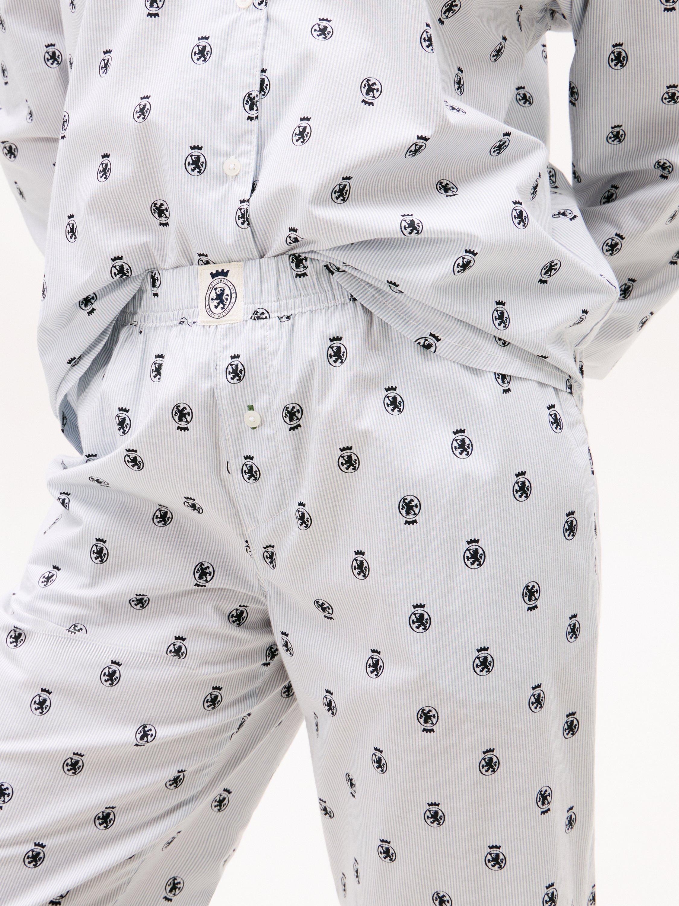 Product image 4 of 4, which shows Tommy Hilfiger Cotton Poplin Pyjama Bottoms, Ithaca Crest, XS