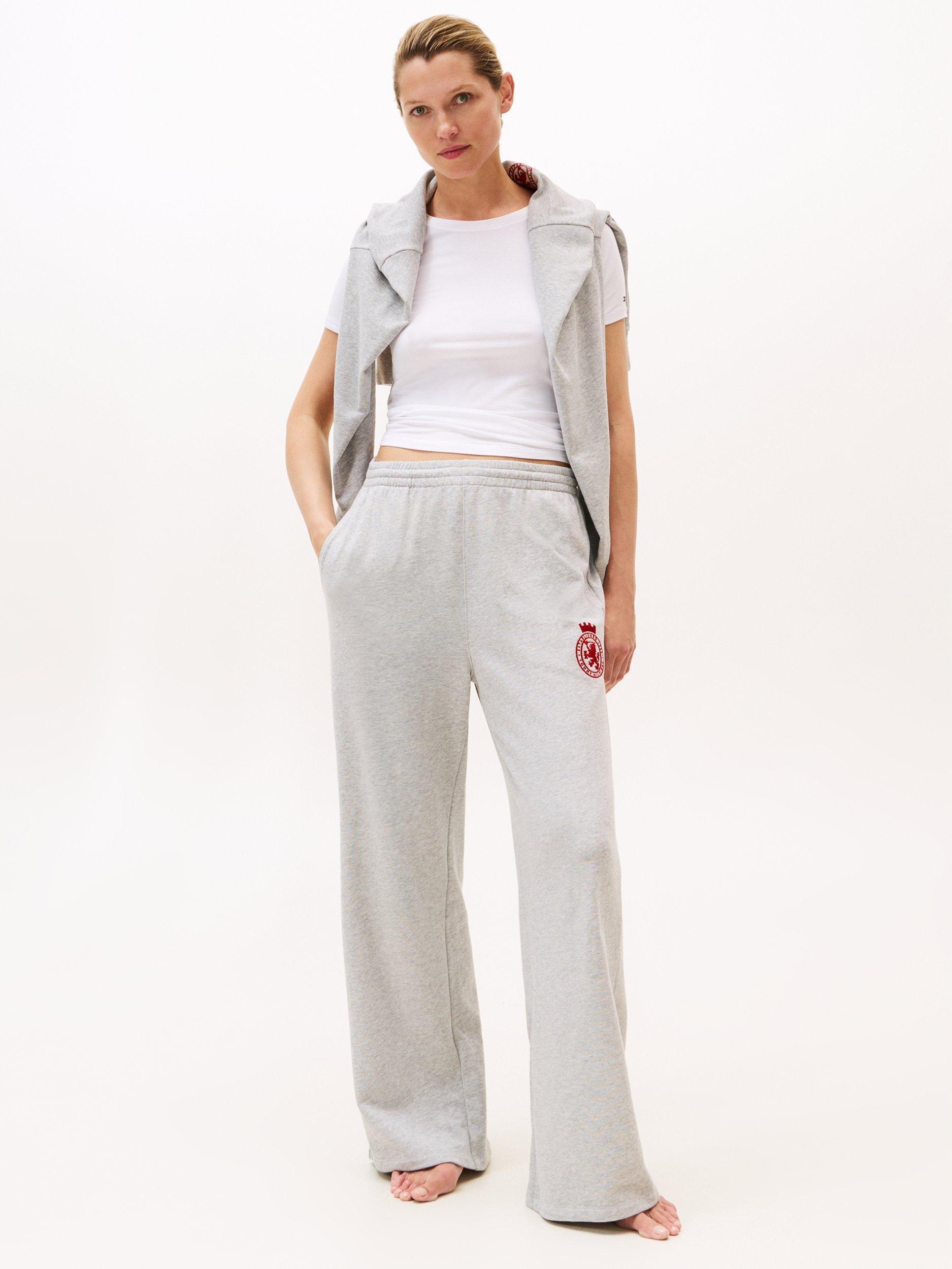 Tommy Hilfiger TH Crest Wide Leg Joggers, Light Grey