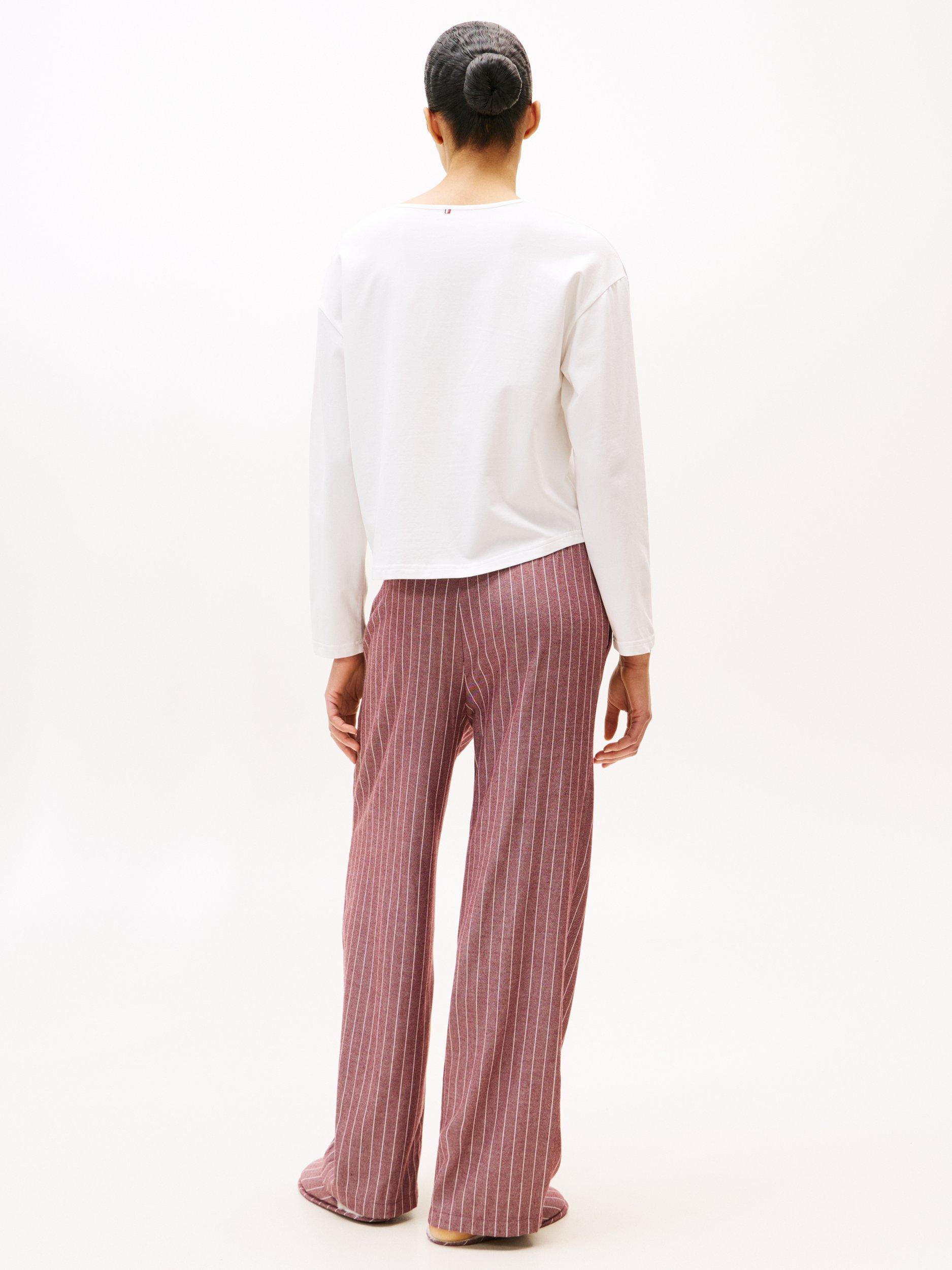 Product image 5 of 6, which shows Tommy Hilfiger Essential Flannel Pyjamas & Slippers Gift Set, Ecru/Rouge, XS