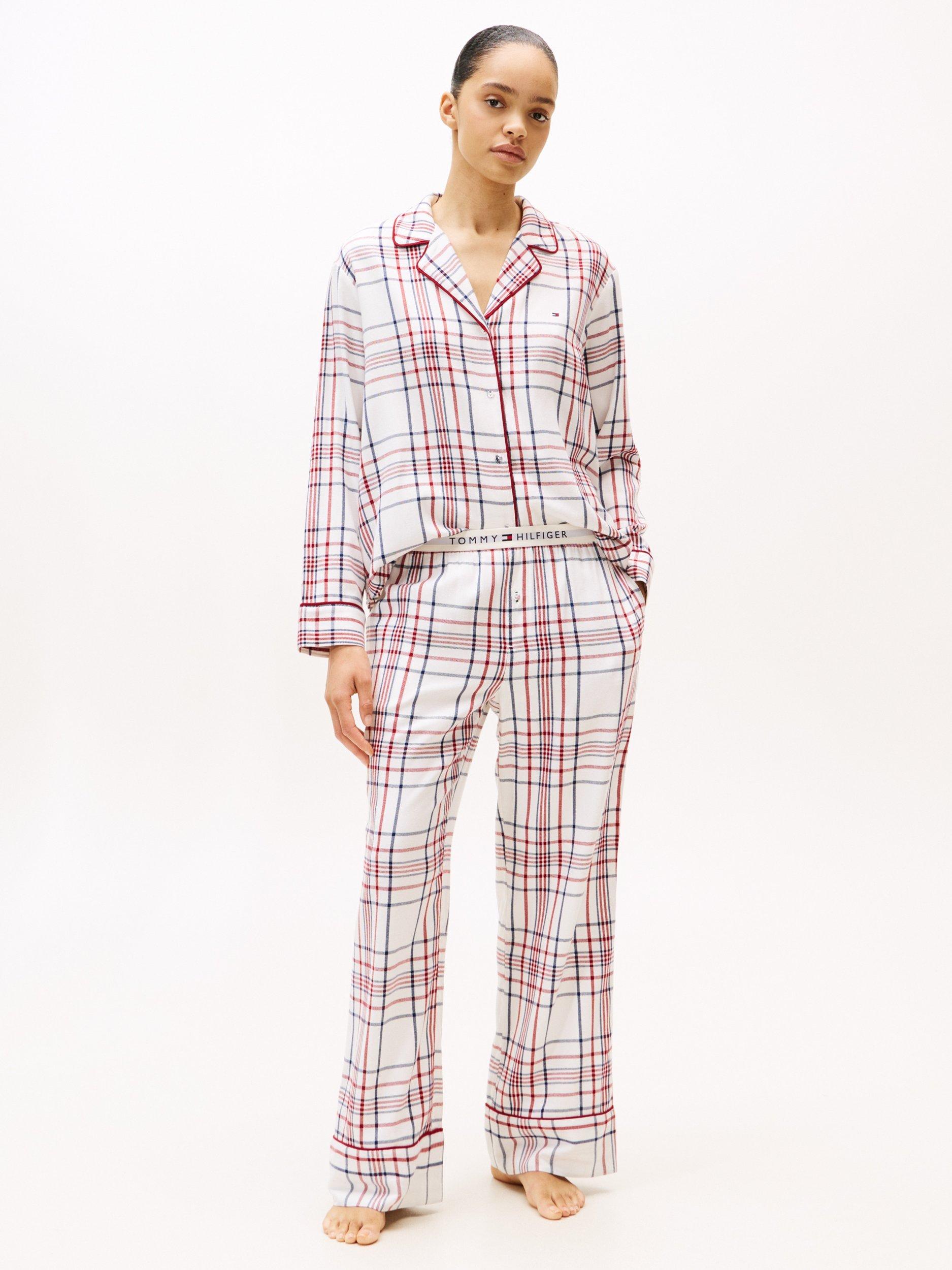 Product image 1 of 7, which shows Tommy Hilfiger Essential Flannel Pyjamas & Slippers Gift, Multi, XS