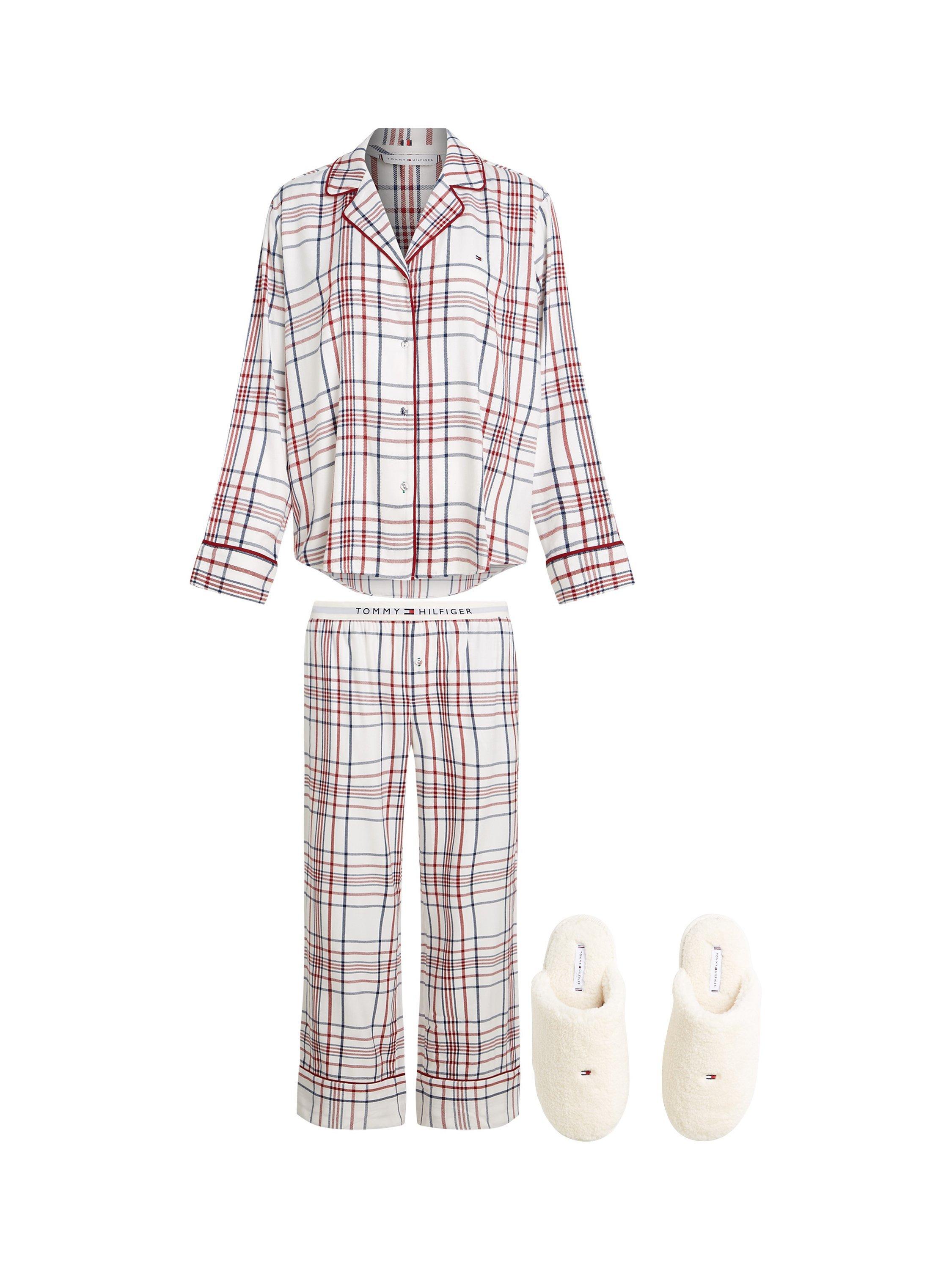 Product image 7 of 7, which shows Tommy Hilfiger Essential Flannel Pyjamas & Slippers Gift, Multi, XS