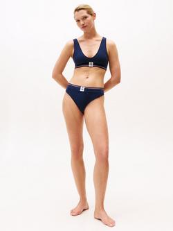 Tommy Hilfiger TH Crest Ribbed Triangle Bralette, Dark Night Navy - view 2, Dark Night Navy