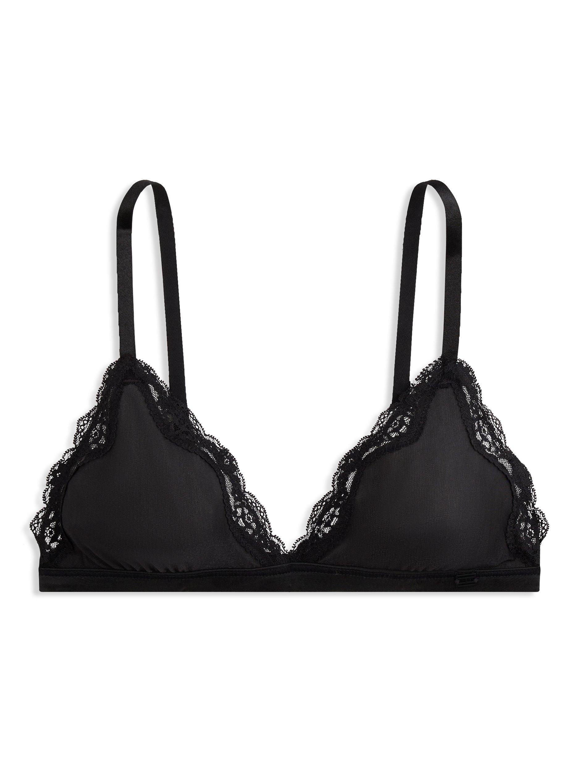 Product image 5 of 6, which shows Tommy Hilfiger Sheer Mesh Lace Unpadded Triangle Bra, Black, XS