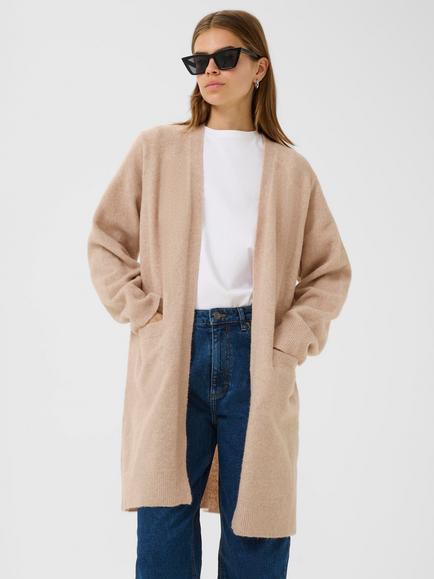 InWear Guni Open Neck Longline Cardigan, Dusty Blush