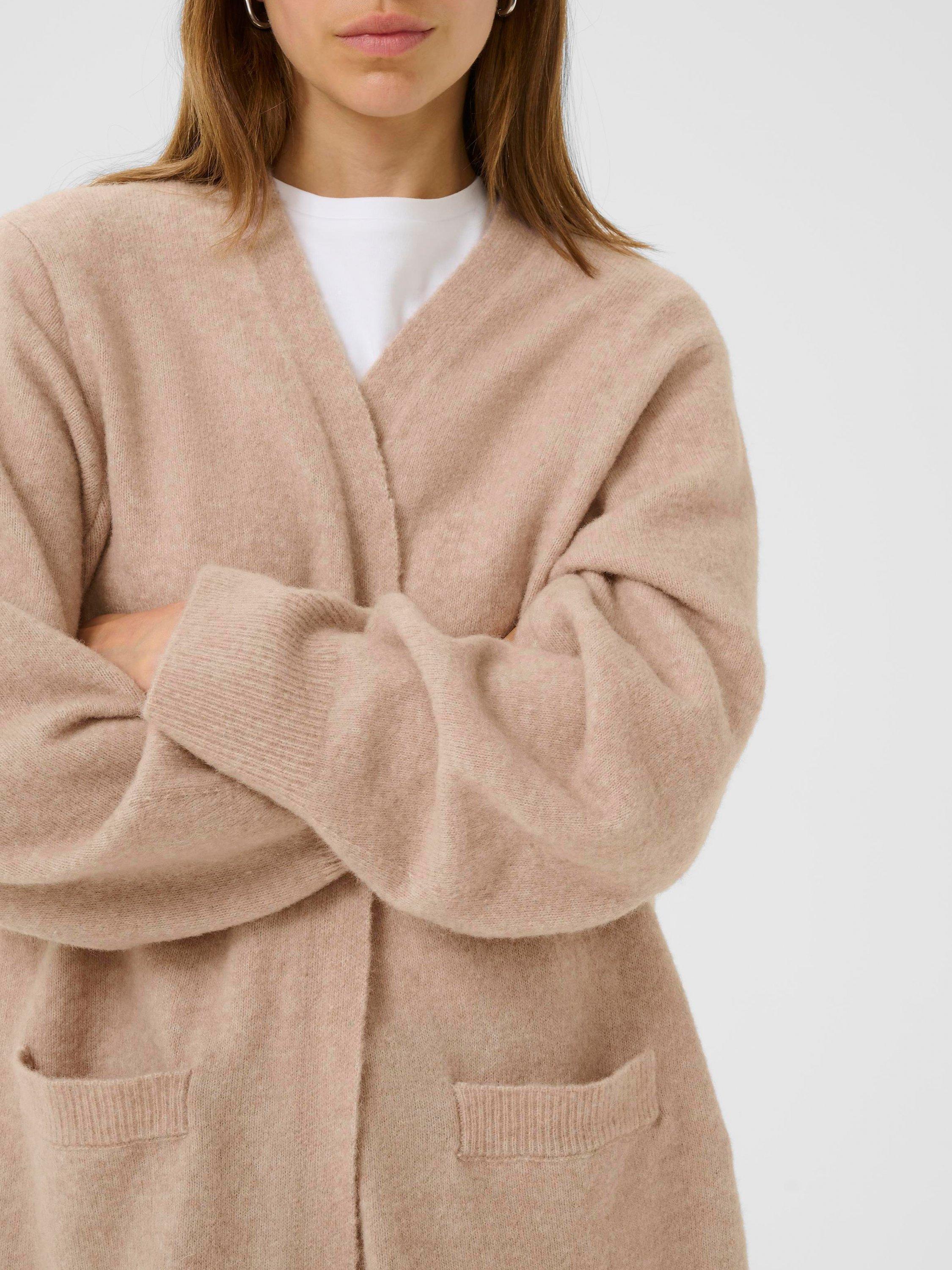 Product image 3 of 5, which shows InWear Guni Open Neck Longline Cardigan, Dusty Blush, XS