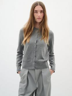 InWear Kellsie Fine Knit Cardigan, Medium Grey Melange, Medium Grey Melange