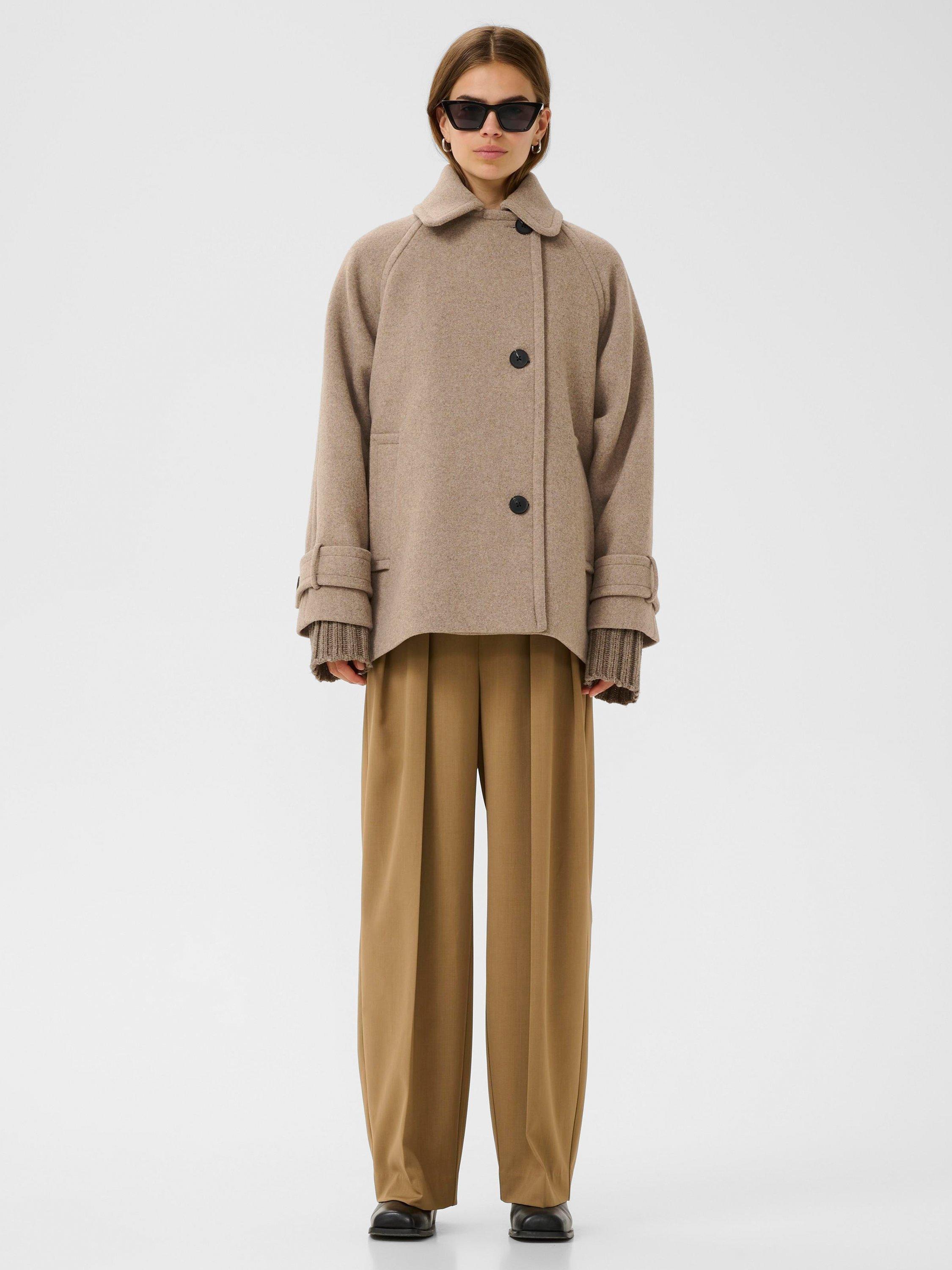 Product image 3 of 6, which shows InWear Thora Minona Wool Blend Coat, Sandy Grey Melange, 8