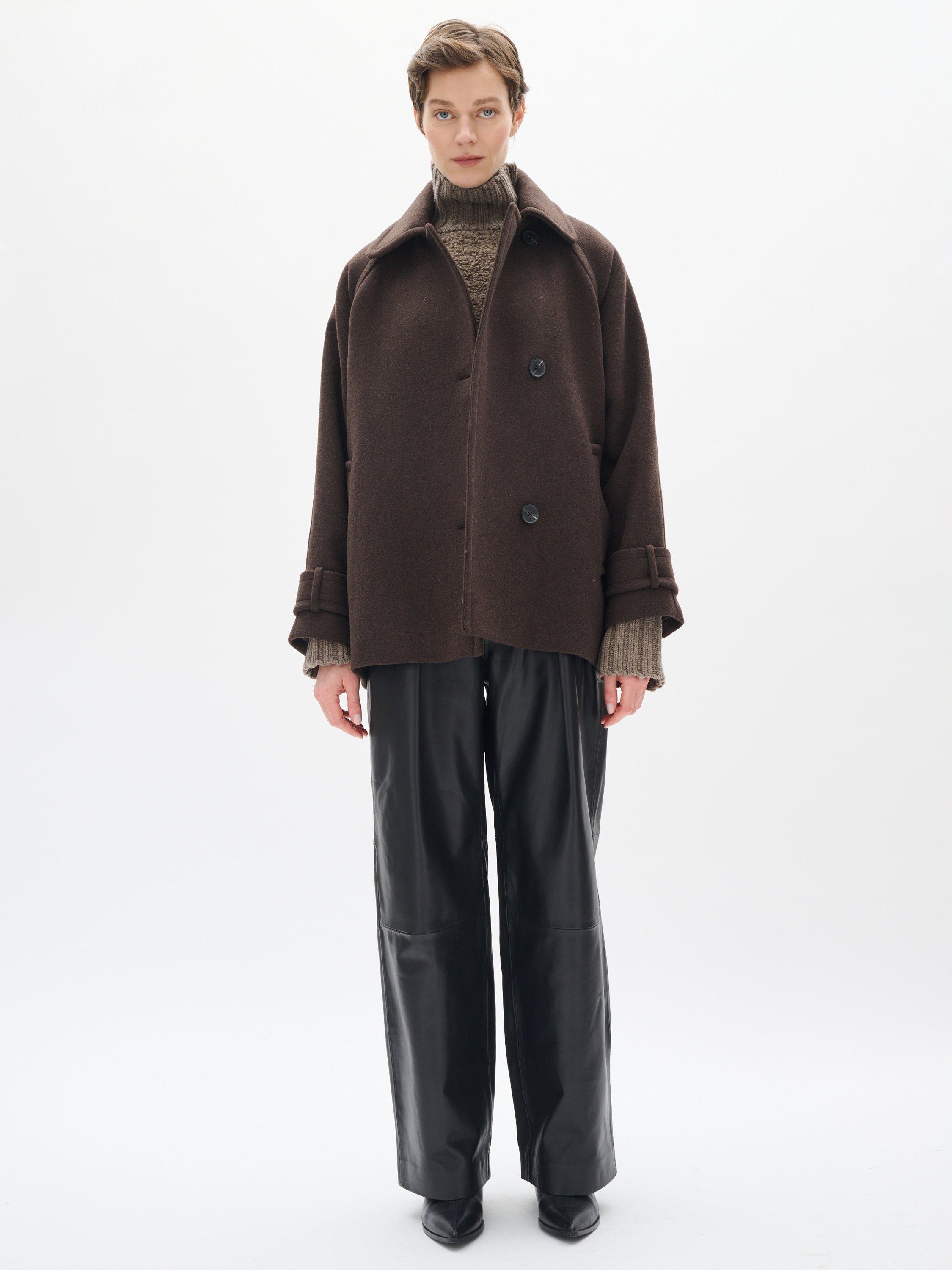Product image 3 of 6, which shows InWear Thora Minona Wool Blend Coat, Chocolate Brown, 8