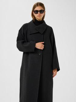 InWear Thora Collar Wool Blend Coat, Dark Grey Melange - view 2, Dark Grey Melange