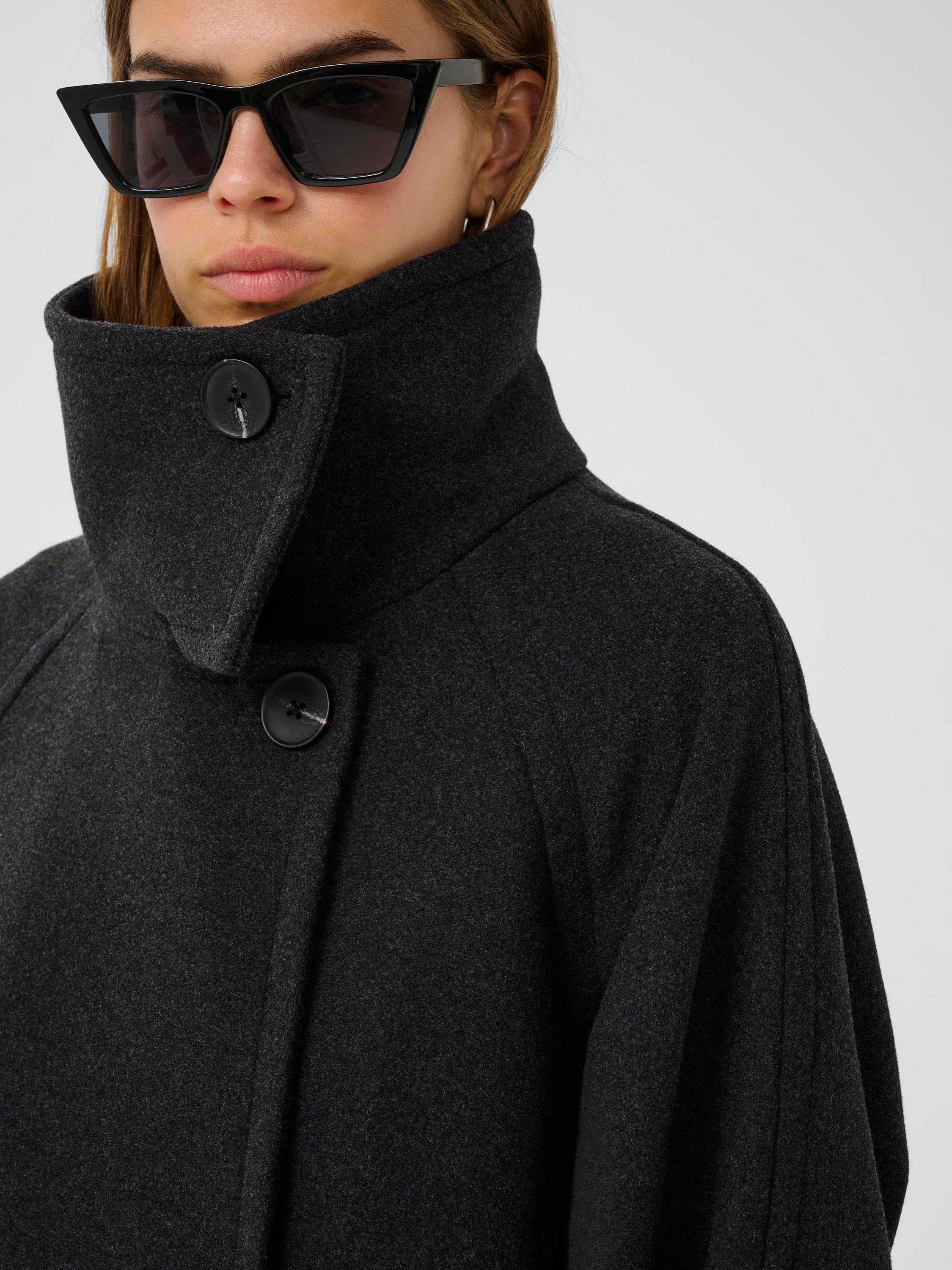 Product image 3 of 6, which shows InWear Thora Collar Wool Blend Coat, Dark Grey Melange, 8