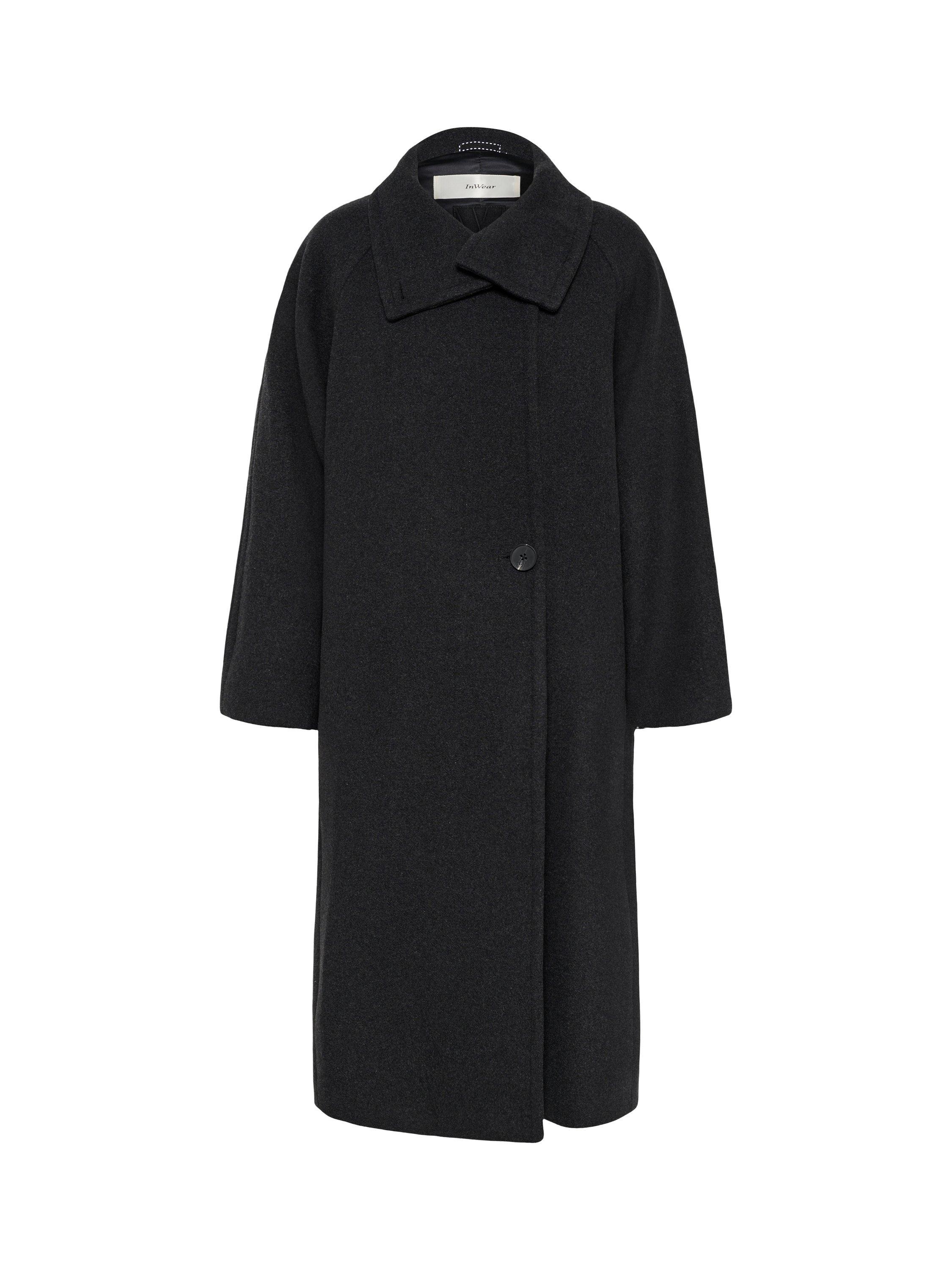 Product image 6 of 6, which shows InWear Thora Collar Wool Blend Coat, Dark Grey Melange, 8