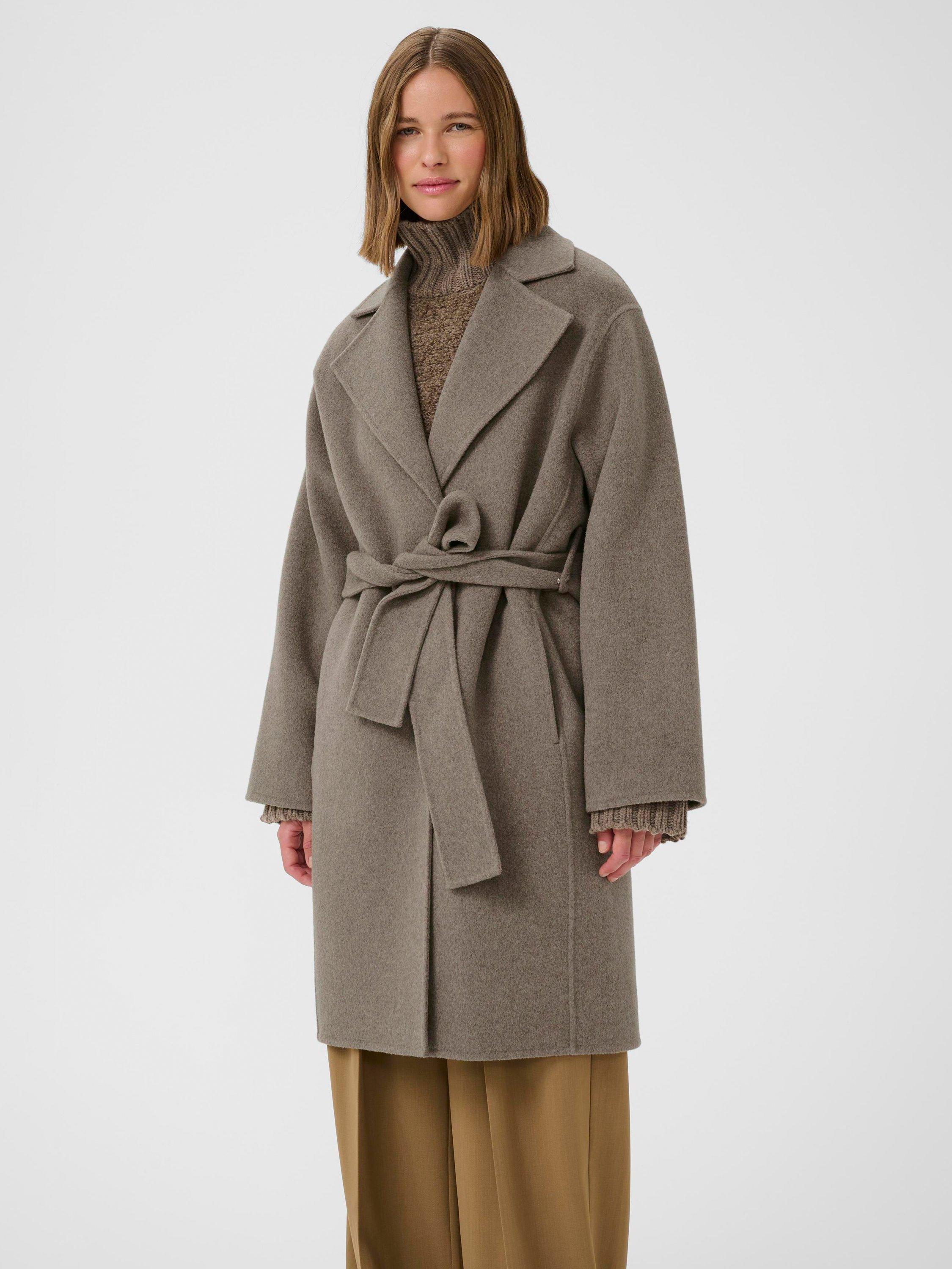 Product image 1 of 6, which shows InWear Yilla Wool Blend Coat, Sandy Grey Melange, 8