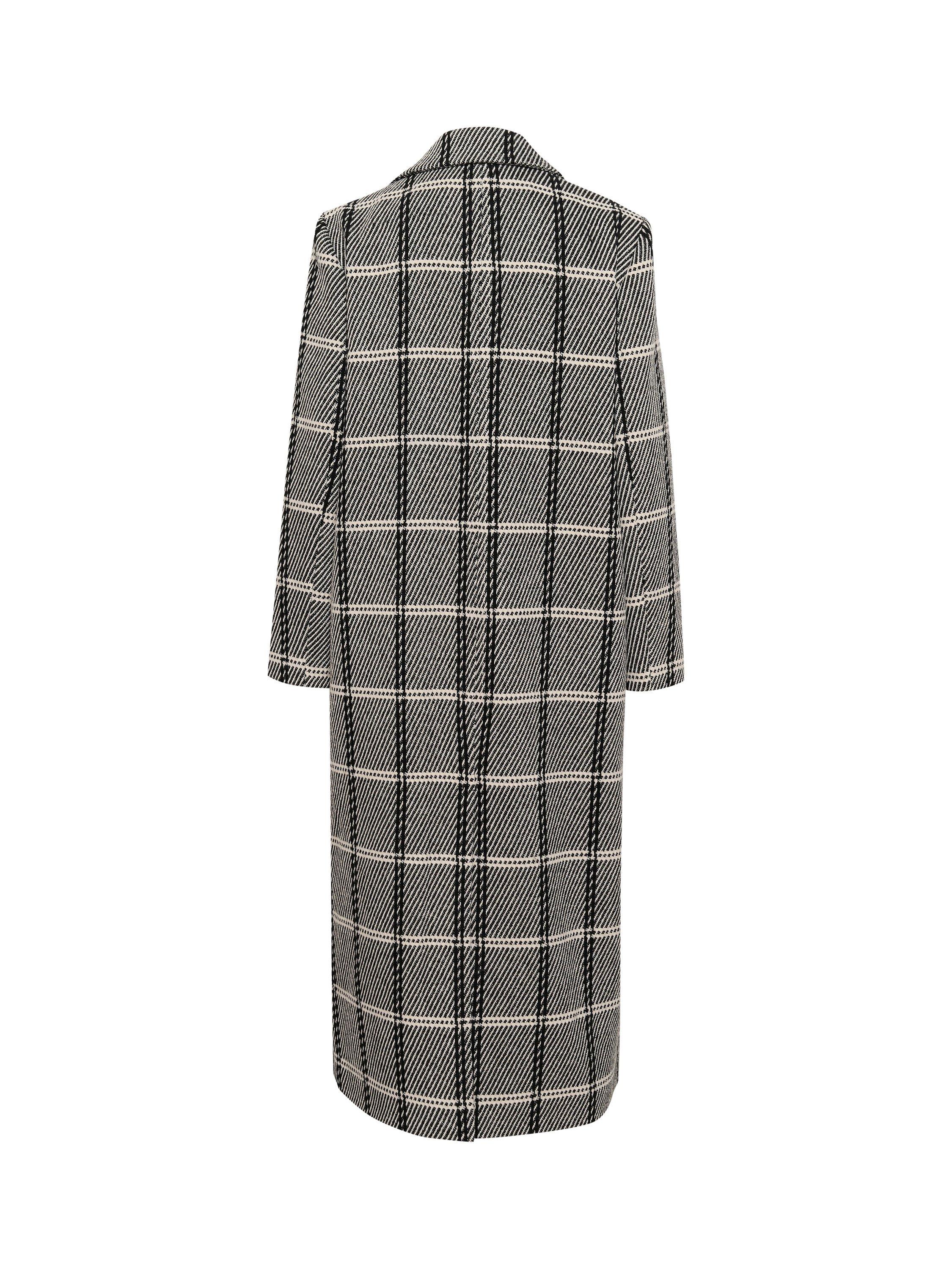Product image 6 of 6, which shows InWear Yania Check Wool Blend Coat, Black/White, 8