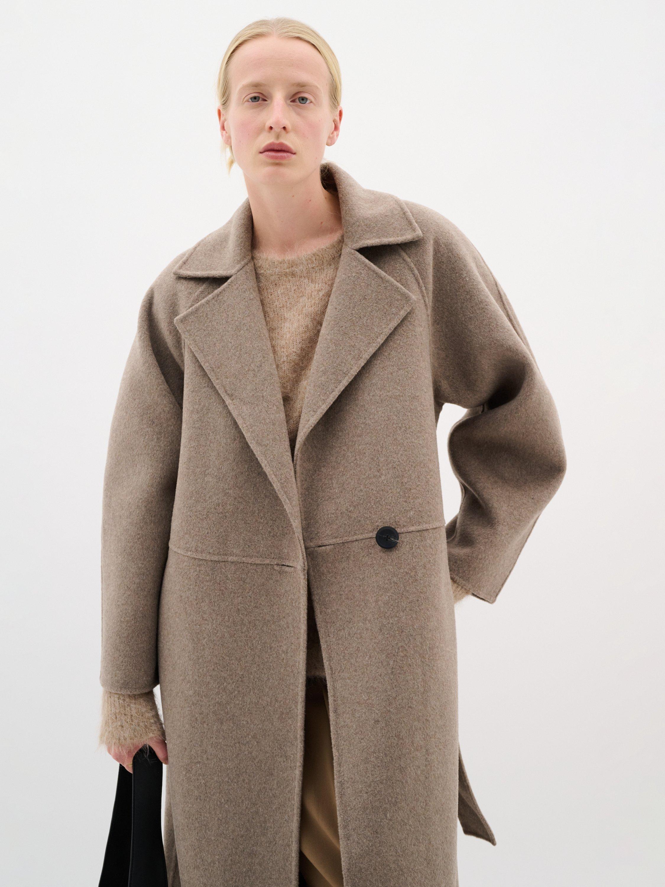Product image 1 of 6, which shows InWear Yilla Wool Blend Coat, Sandy Grey Melange, 8