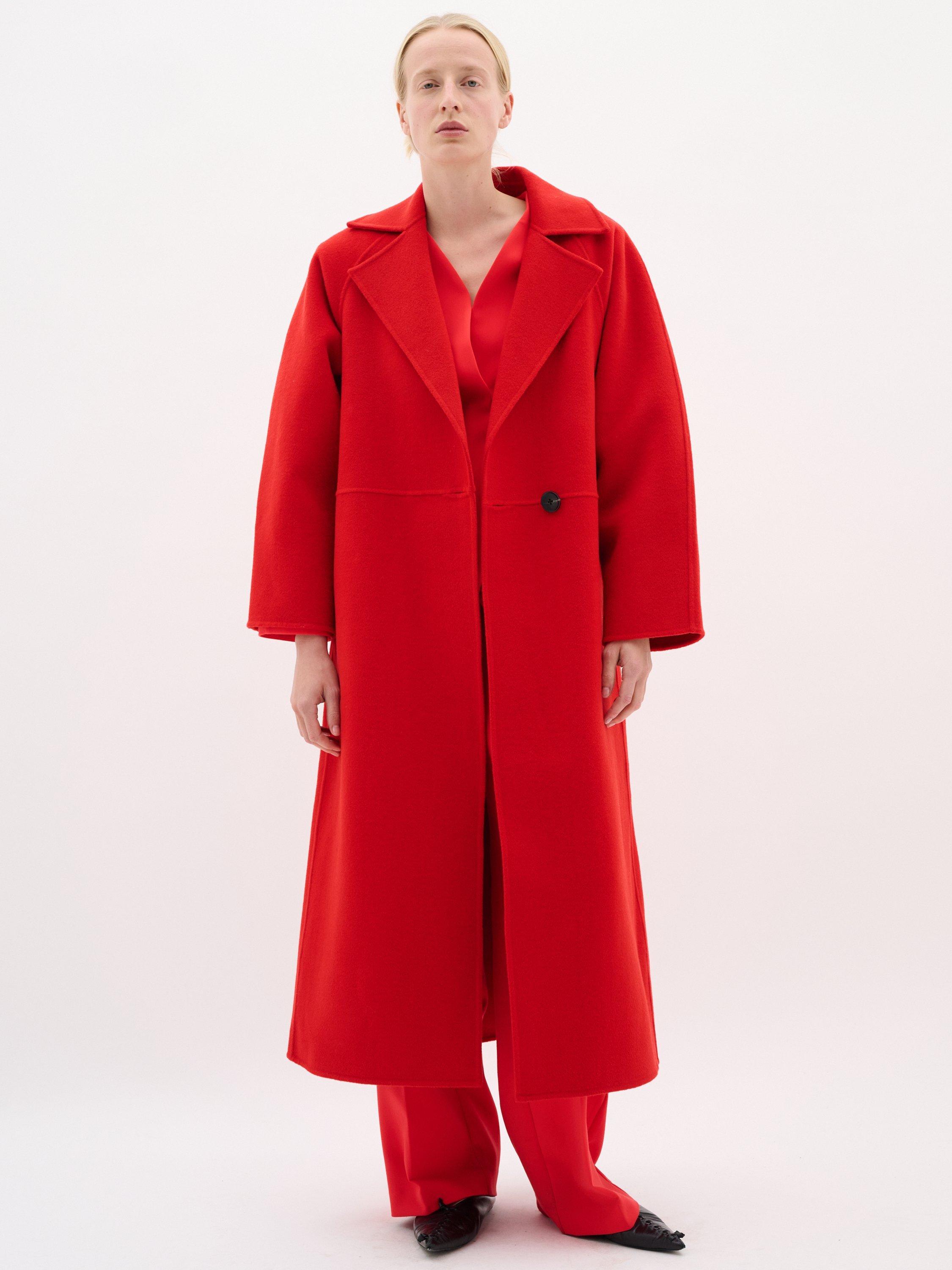Product image 1 of 6, which shows InWear Yilla Wool Blend Coat, Cranberry, 8