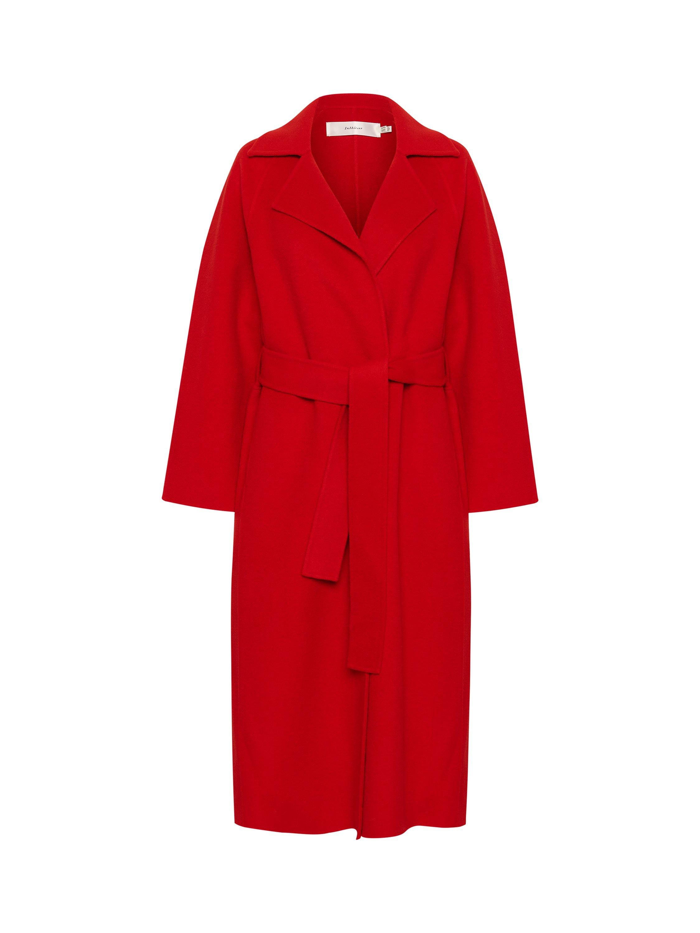 Product image 5 of 6, which shows InWear Yilla Wool Blend Coat, Cranberry, 8