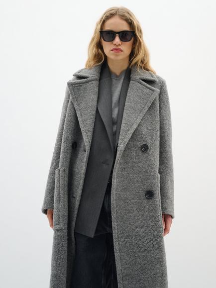 InWear Yum Double Breasted Coat, Granite Melange, Granite Melange