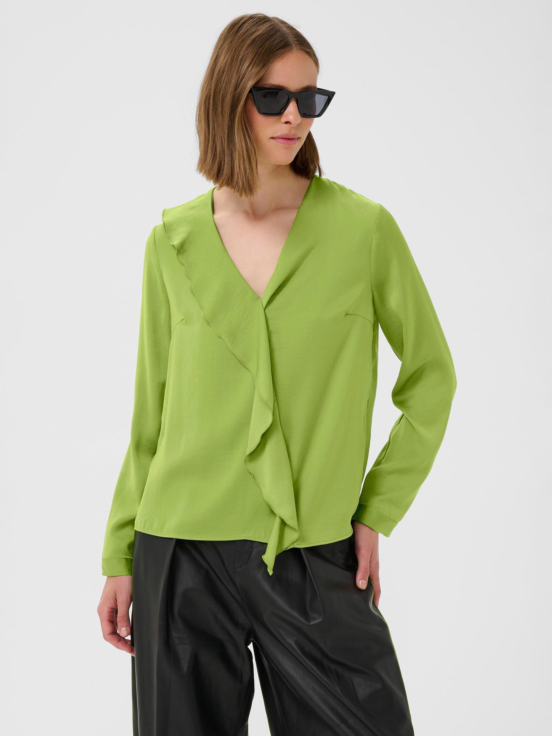 Product image 1 of 6, which shows InWear Auda Ruffle Detail Top, Kelp Forest, 8