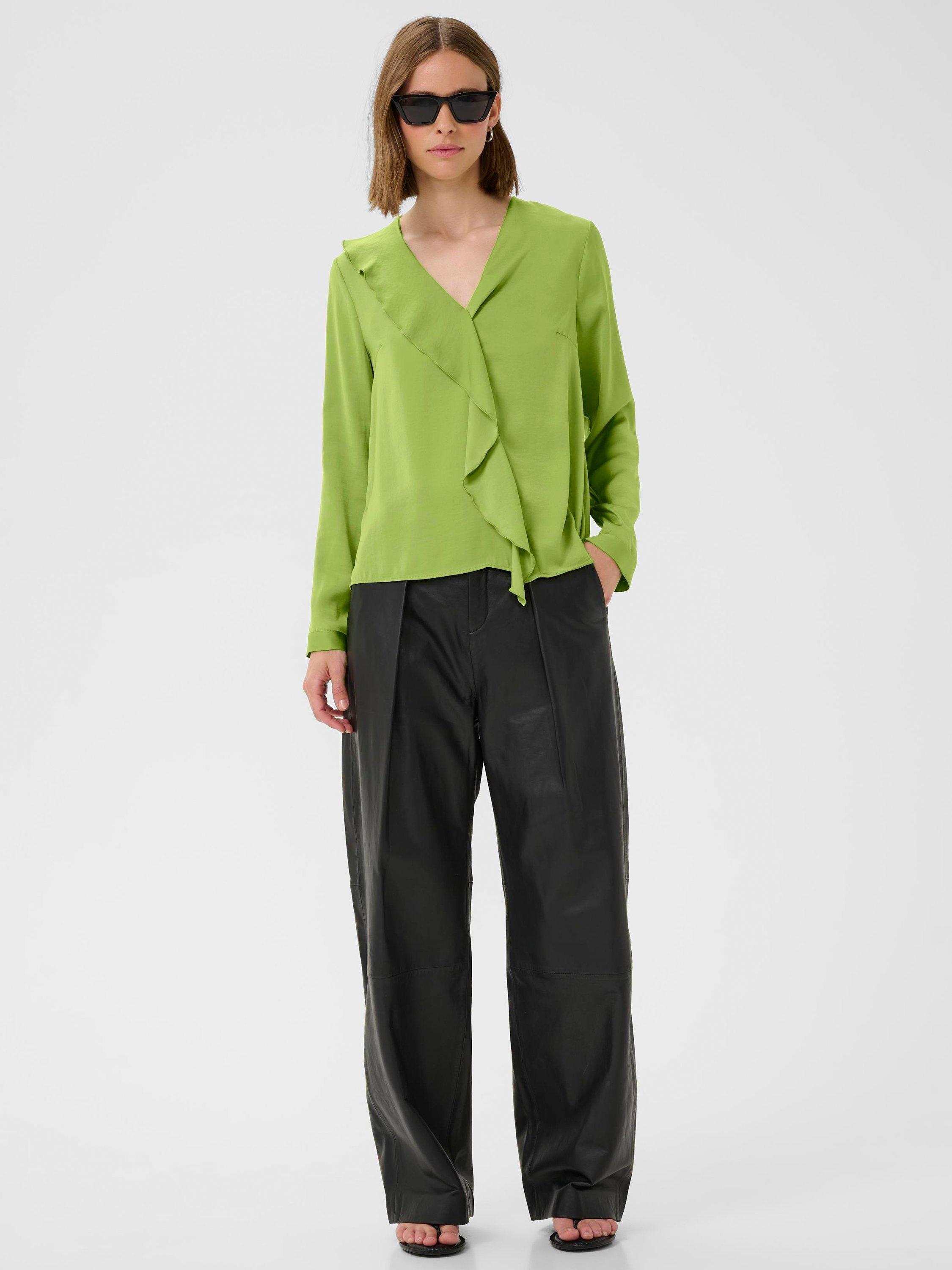 Product image 3 of 6, which shows InWear Auda Ruffle Detail Top, Kelp Forest, 8