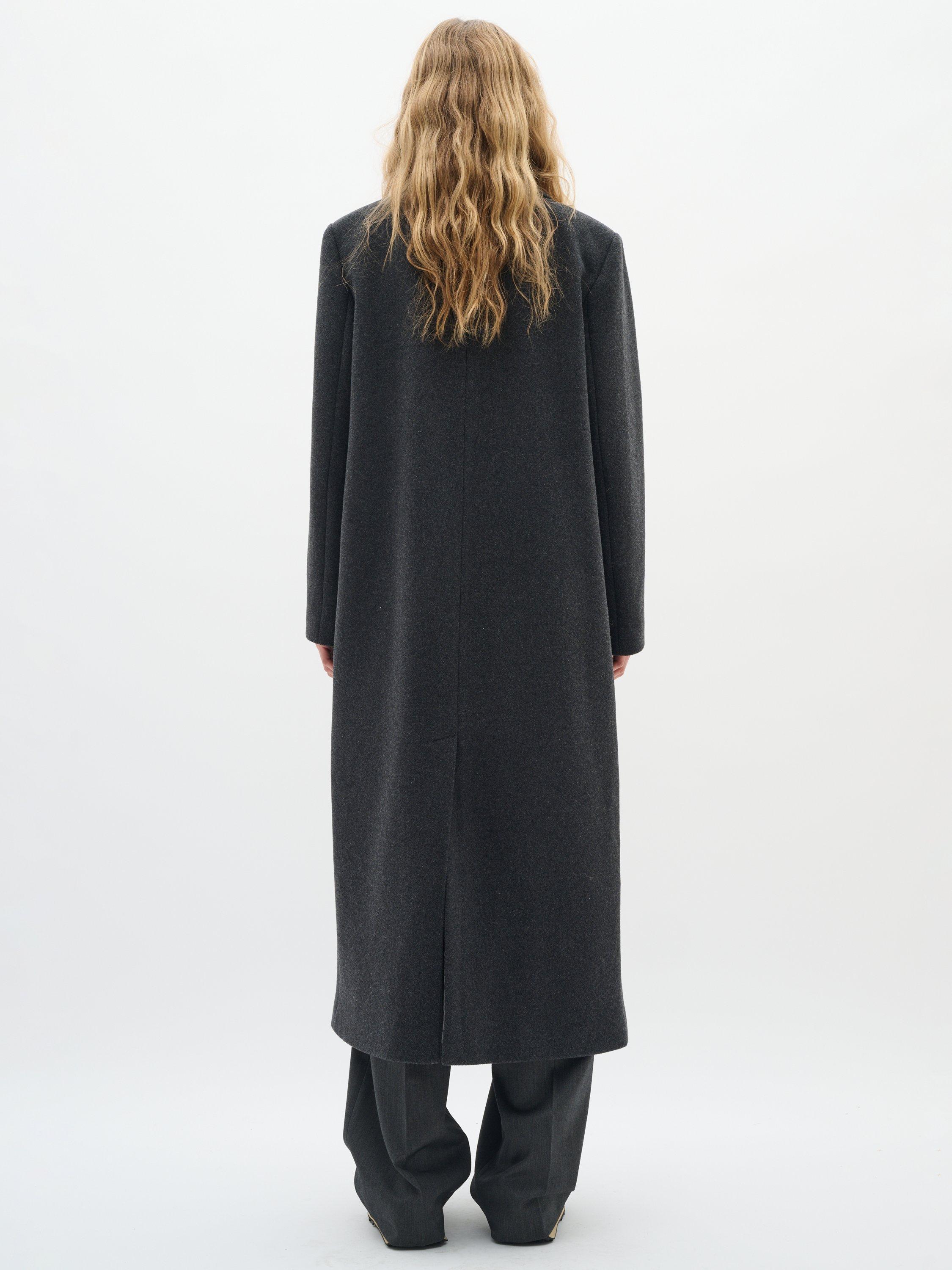 Product image 2 of 6, which shows InWear Yunah Wool Blend Coat, Dark Grey Melange, 8