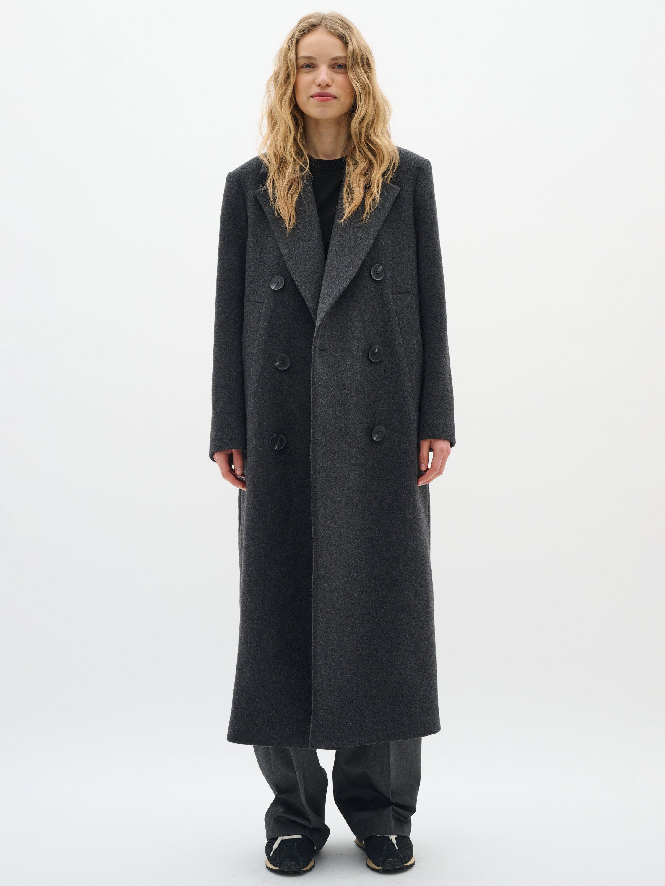 InWear Yunah Wool Blend Coat, Dark Grey Melange