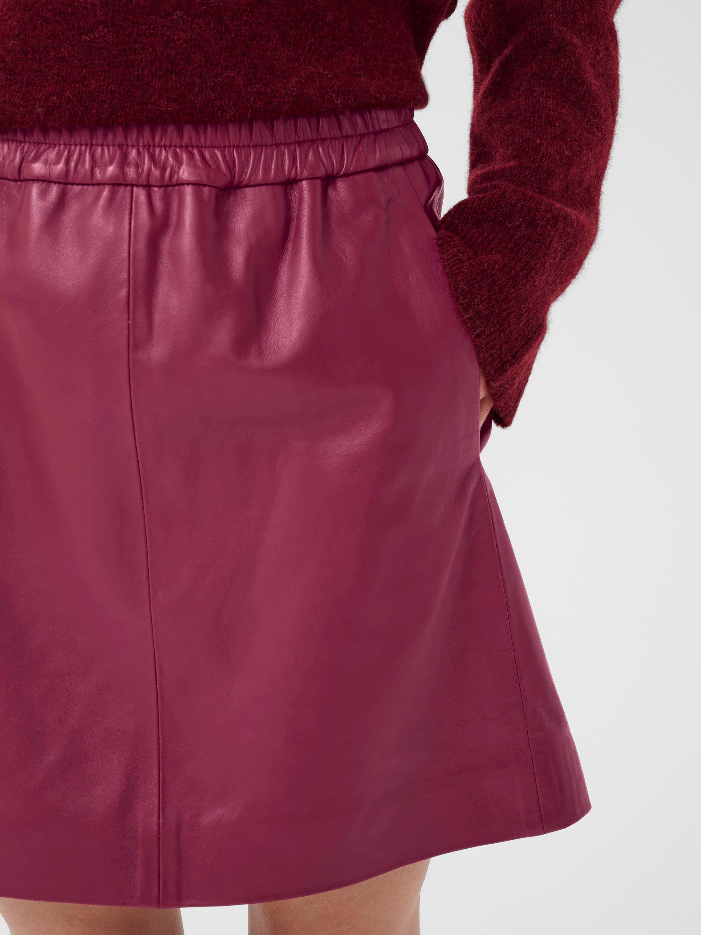 Product image 4 of 6, which shows InWear Wook Leather Mini Skirt, Cabernet, 8