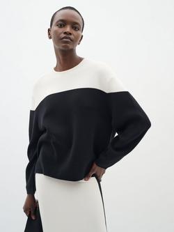 InWear Kaylla Colour Block Jumper, Whisper White/Black, Whisper White/Black