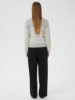 InWear Wallis Stripe V-Neck Jumper, Granite Melange - view 2, Granite Melange