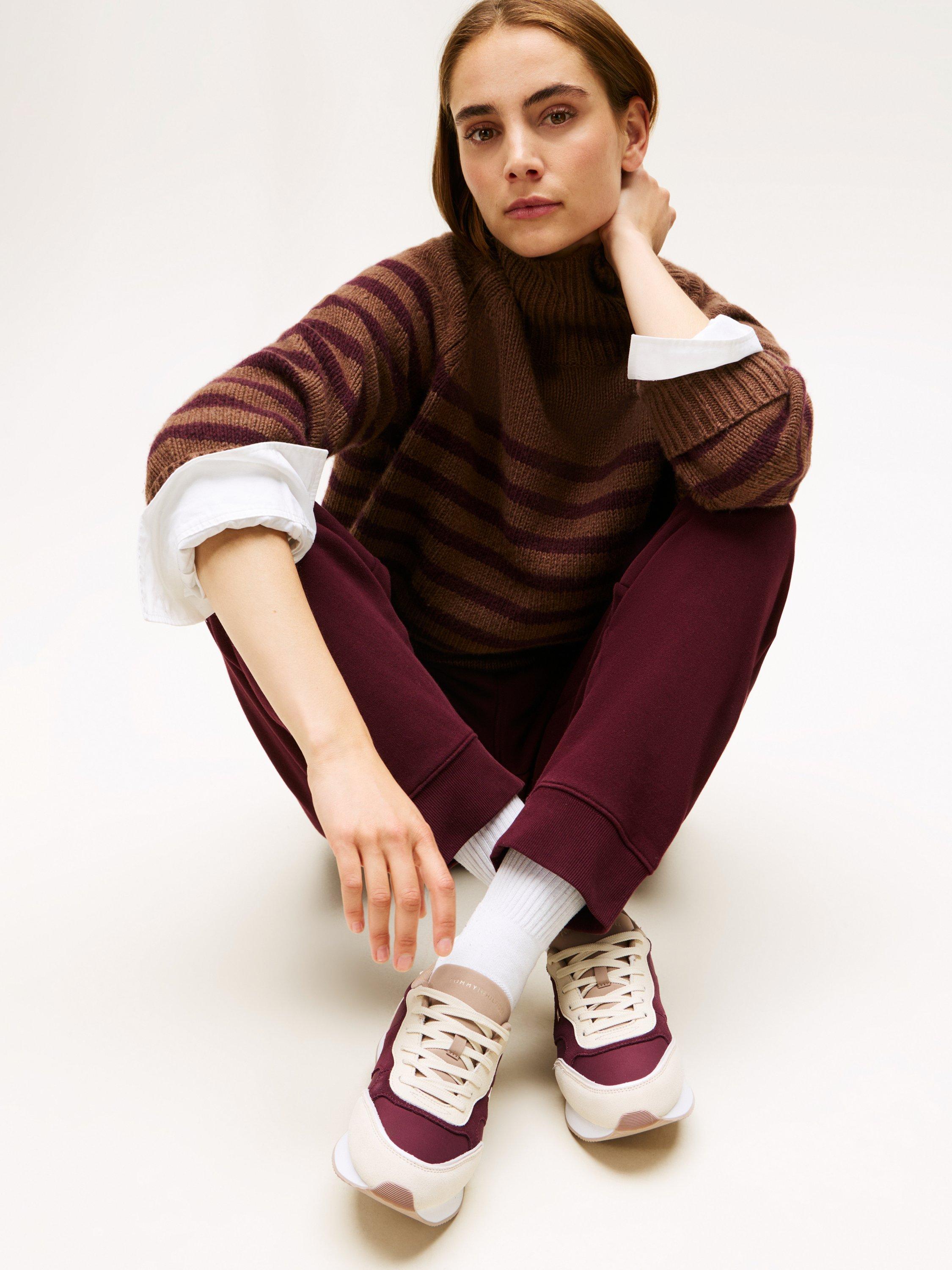 Product image 2 of 5, which shows Tommy Hilfiger Suede TH Monogram Trainers, Muslin, EU37