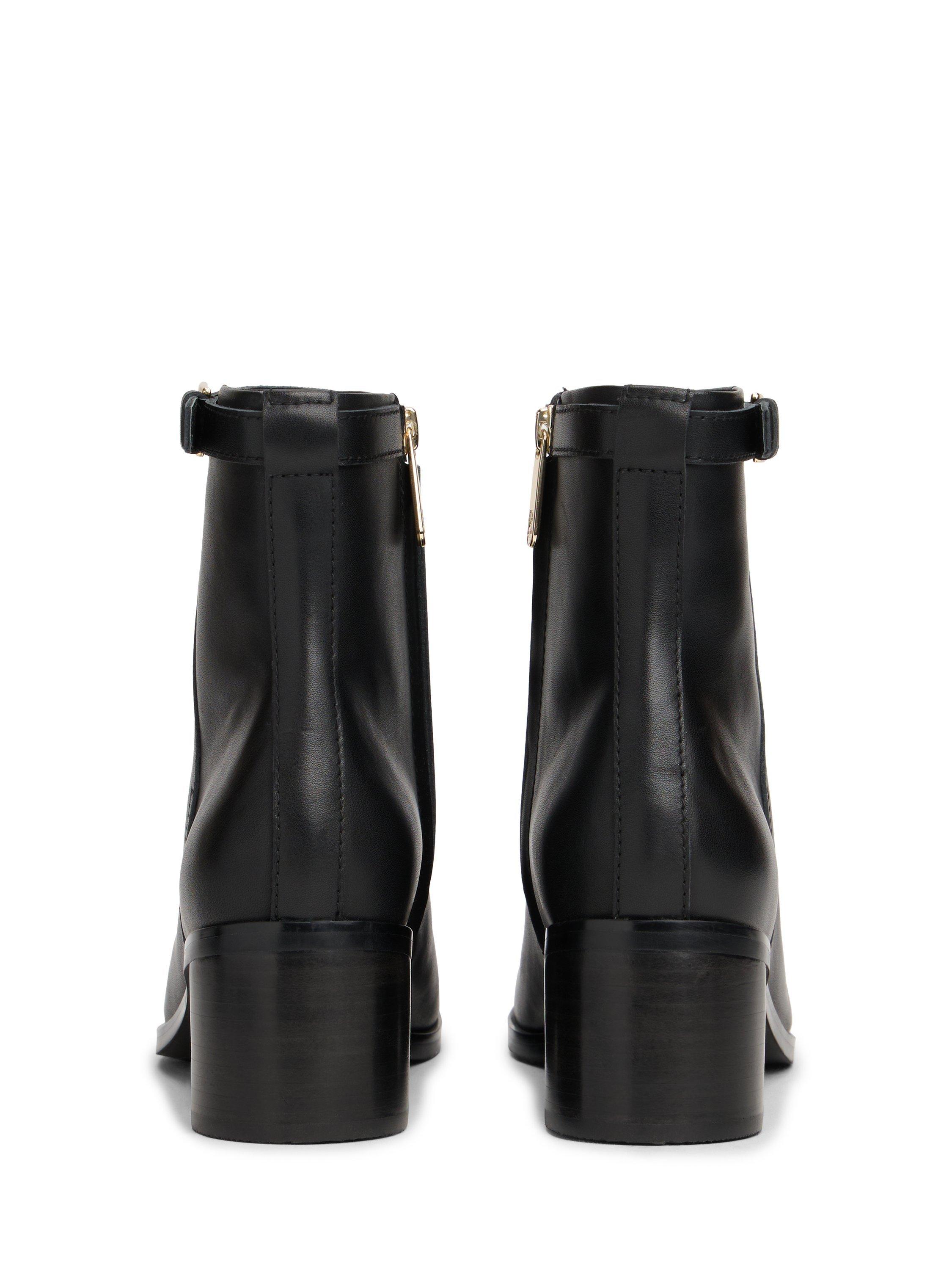 Product image 2 of 5, which shows Tommy Hilfiger Leather TH Monogram Buckle Ankle Boots, Black, EU36