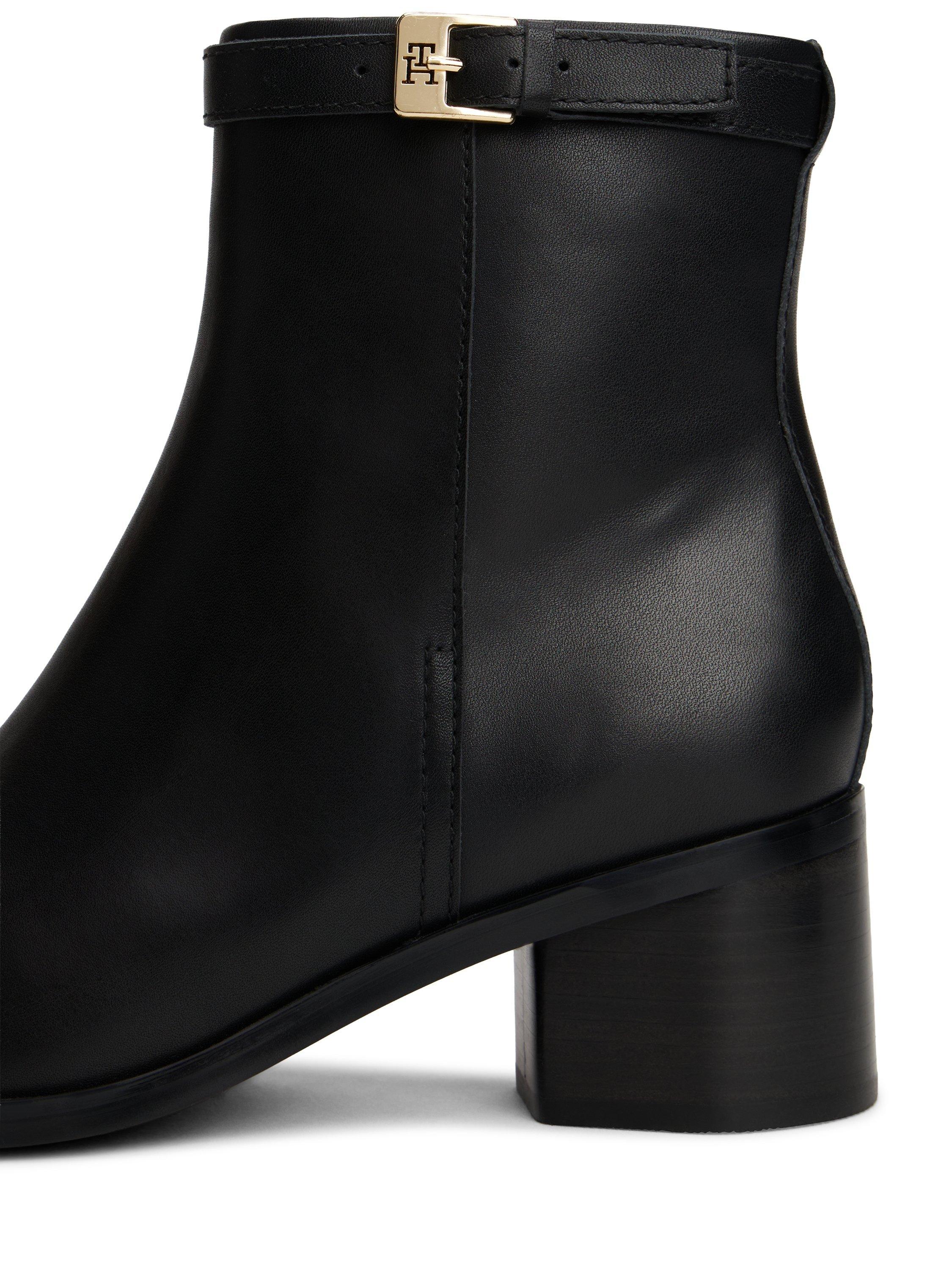 Product image 4 of 5, which shows Tommy Hilfiger Leather TH Monogram Buckle Ankle Boots, Black, EU36