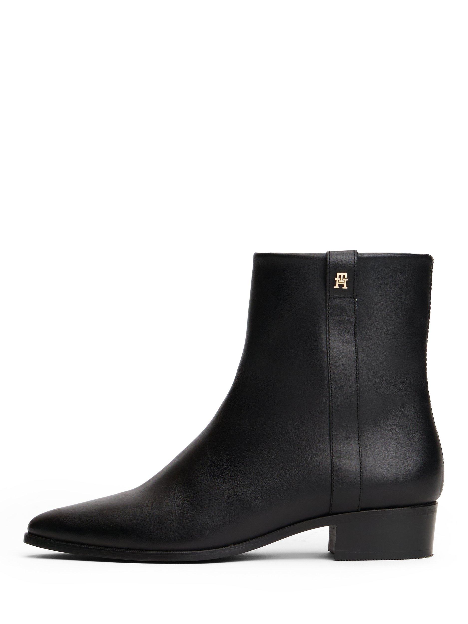 Product image 2 of 6, which shows Tommy Hilfiger Leather Pointed Toe Ankle Boots, Black, EU39