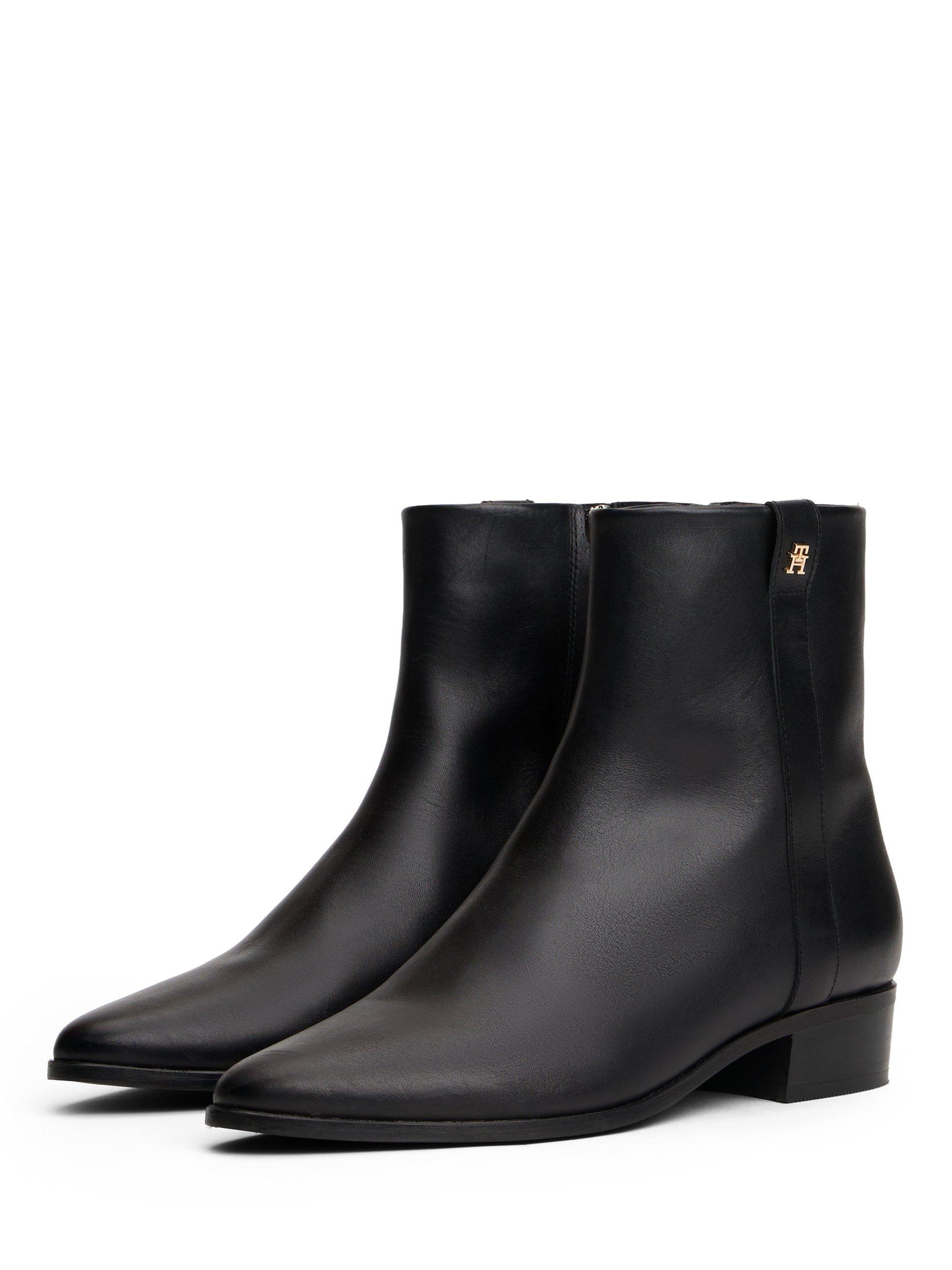 Product image 3 of 6, which shows Tommy Hilfiger Leather Pointed Toe Ankle Boots, Black, EU39