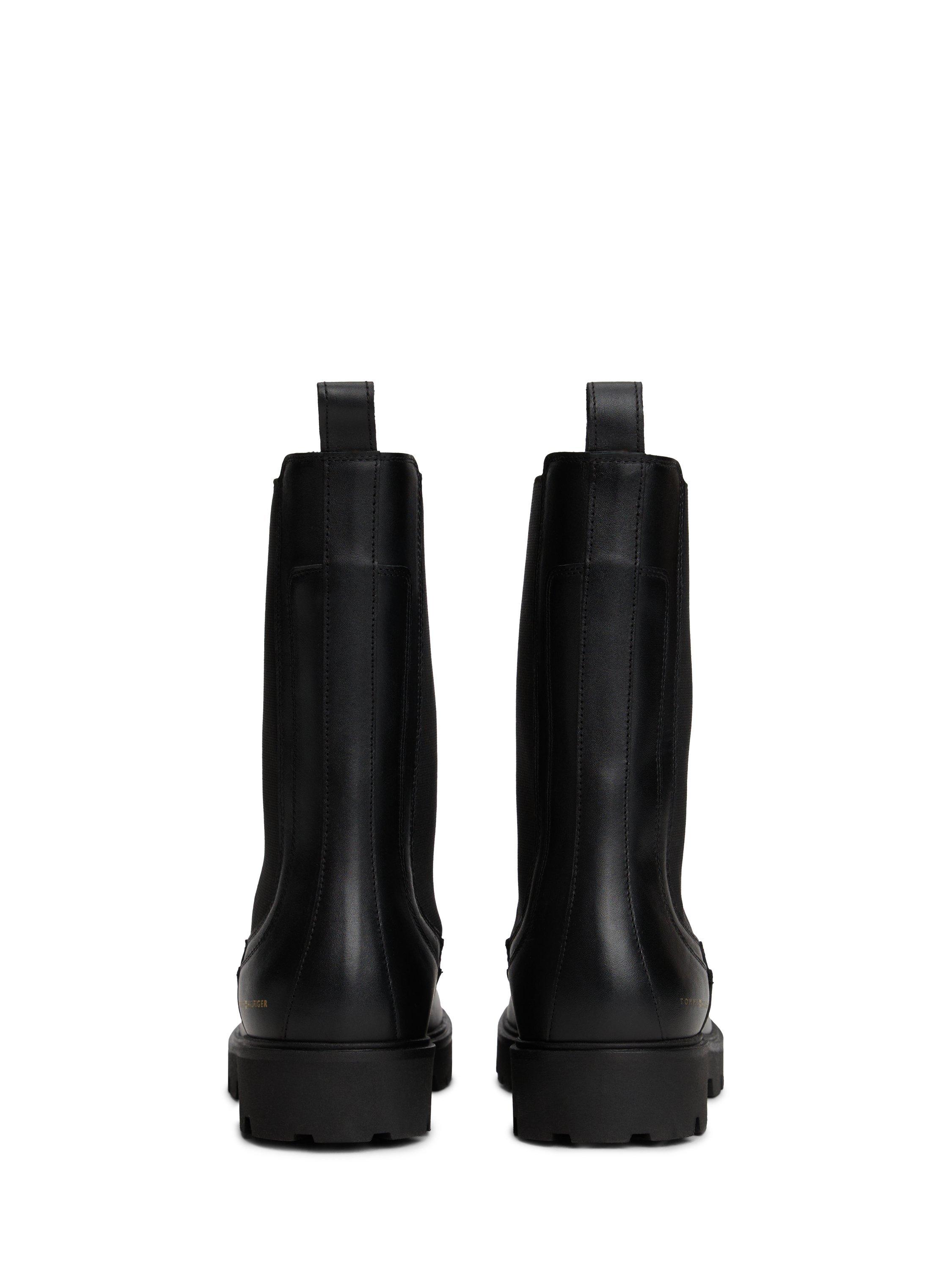 Product image 2 of 5, which shows Tommy Hilfiger Leather Cleated Mid Chelsea Boots, Black, EU37