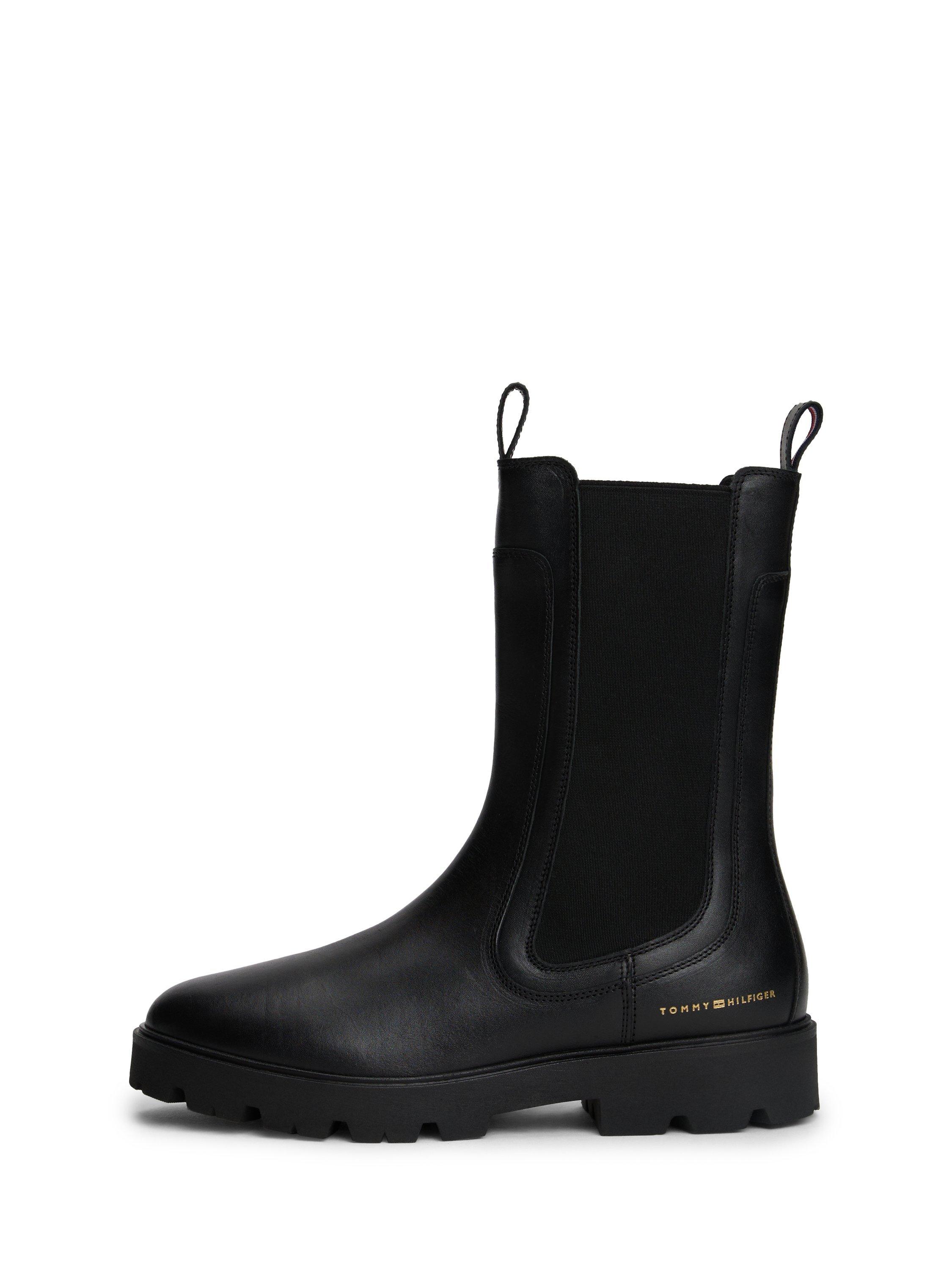 Product image 5 of 5, which shows Tommy Hilfiger Leather Cleated Mid Chelsea Boots, Black, EU37