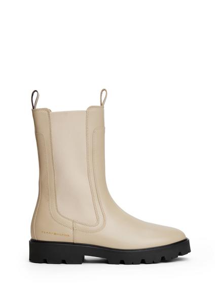 Tommy Hilfiger Leather Cleated Mid Chelsea Boots, Sandalwood