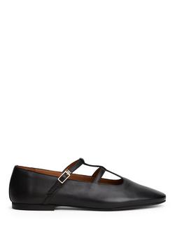 Tommy Hilfiger Leather Double T-Bar Leather Pumps, Black