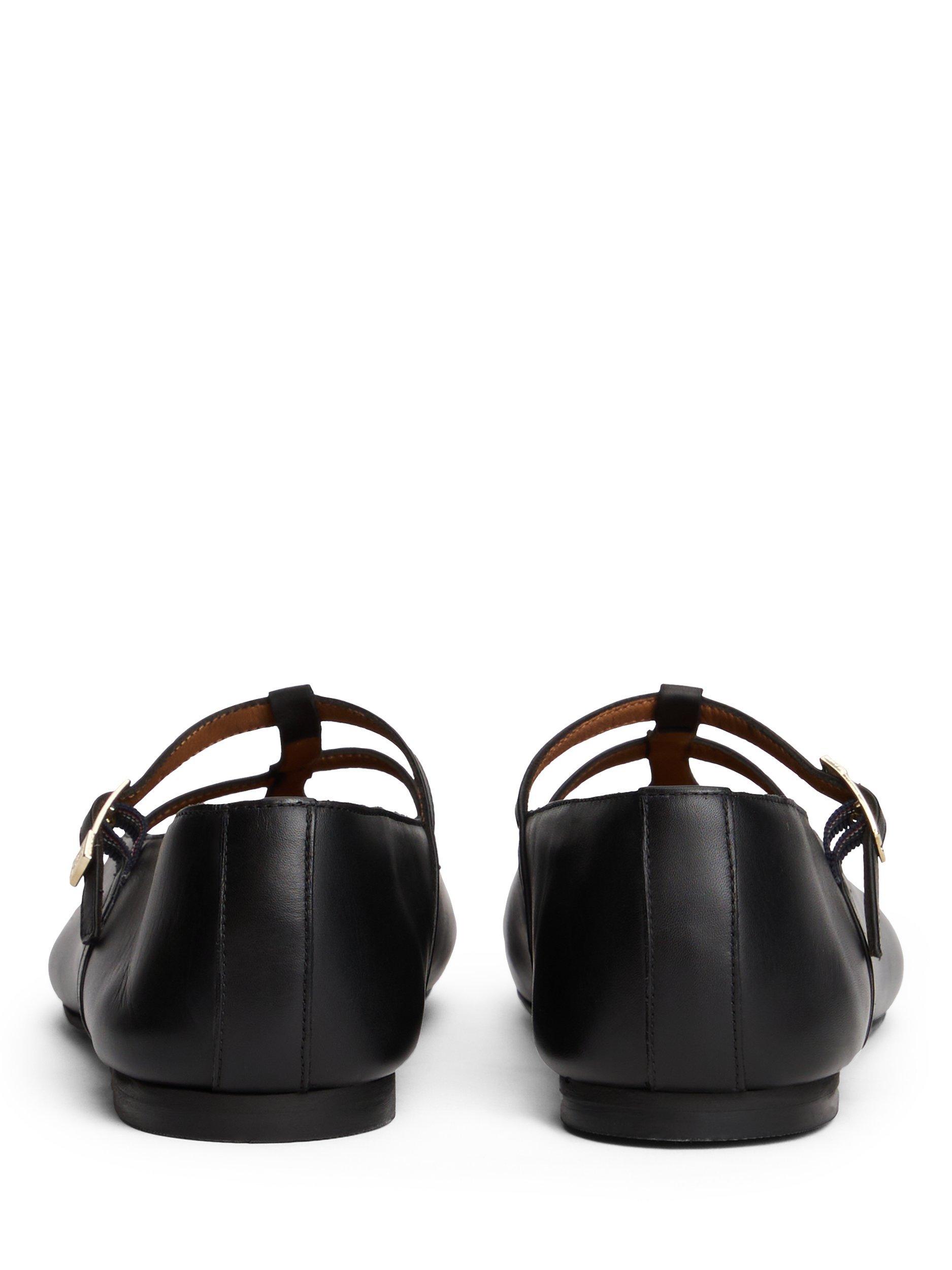 Product image 4 of 6, which shows Tommy Hilfiger Leather Double T-Bar Leather Pumps, Black, 4