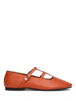 Tommy Hilfiger Leather Double T-Bar Leather Pumps, Cayenne Orange, Cayenne Orange