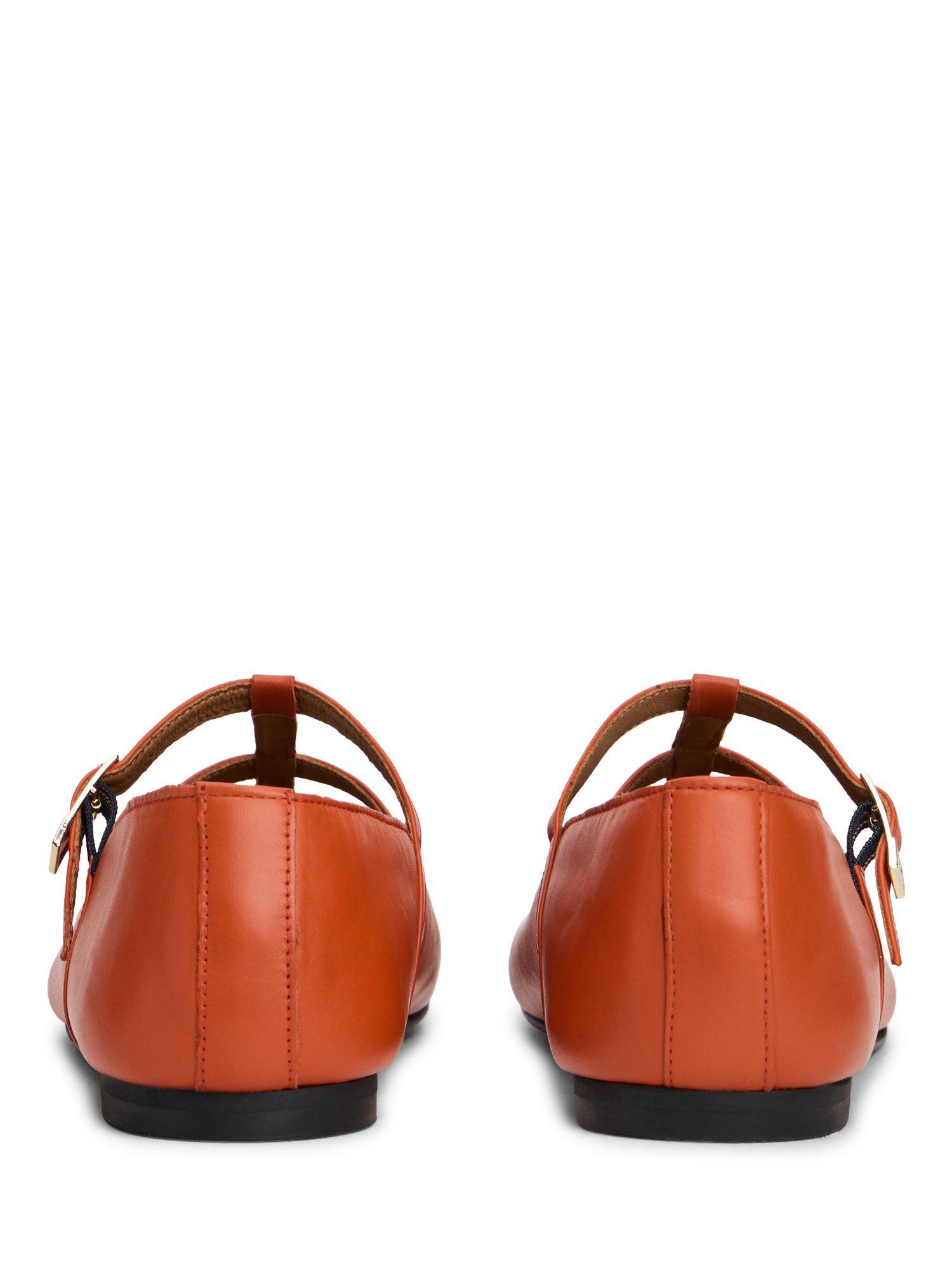 Product image 3 of 6, which shows Tommy Hilfiger Leather Double T-Bar Leather Pumps, Cayenne Orange, EU36