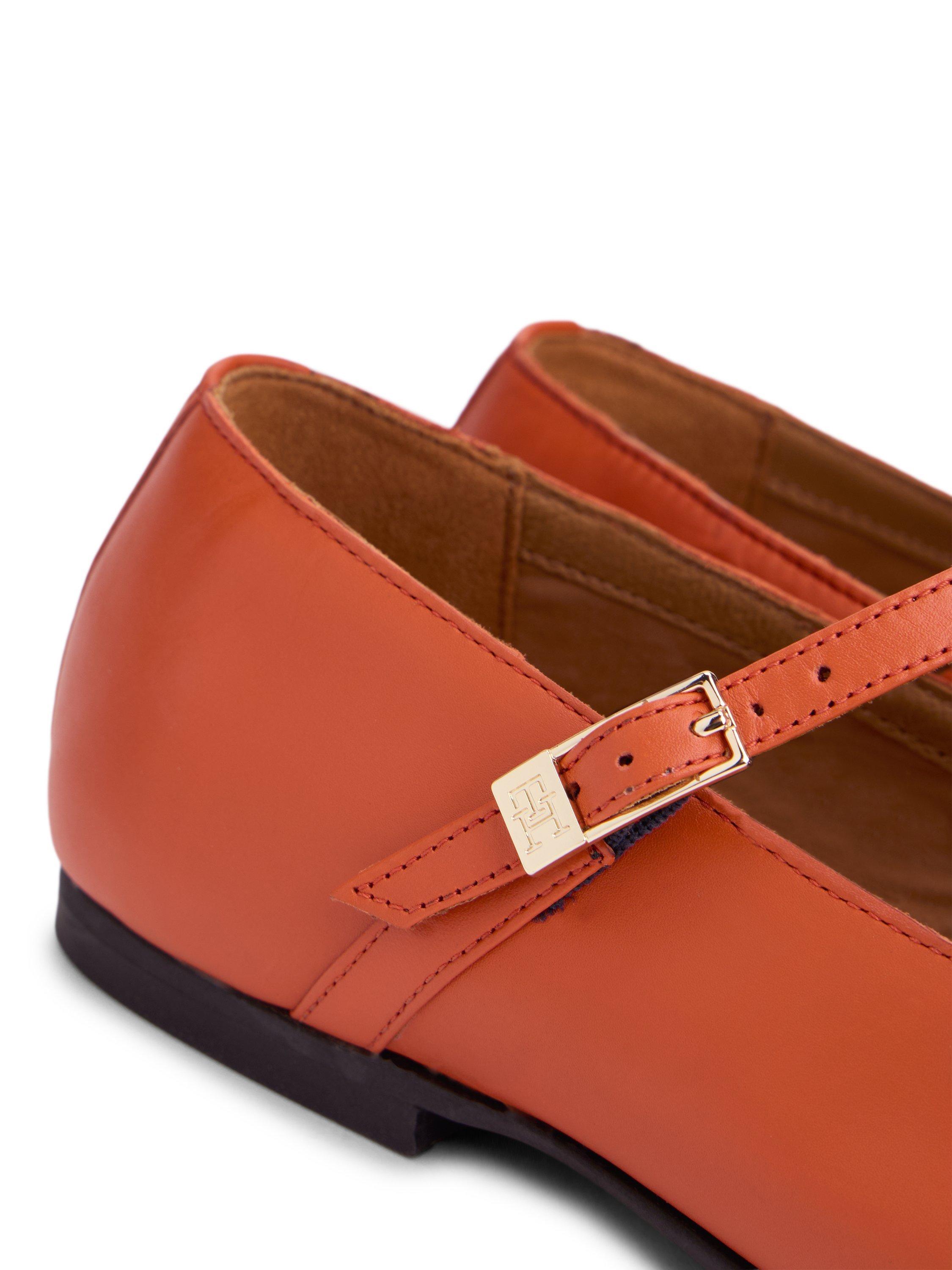 Product image 4 of 6, which shows Tommy Hilfiger Leather Double T-Bar Leather Pumps, Cayenne Orange, EU36