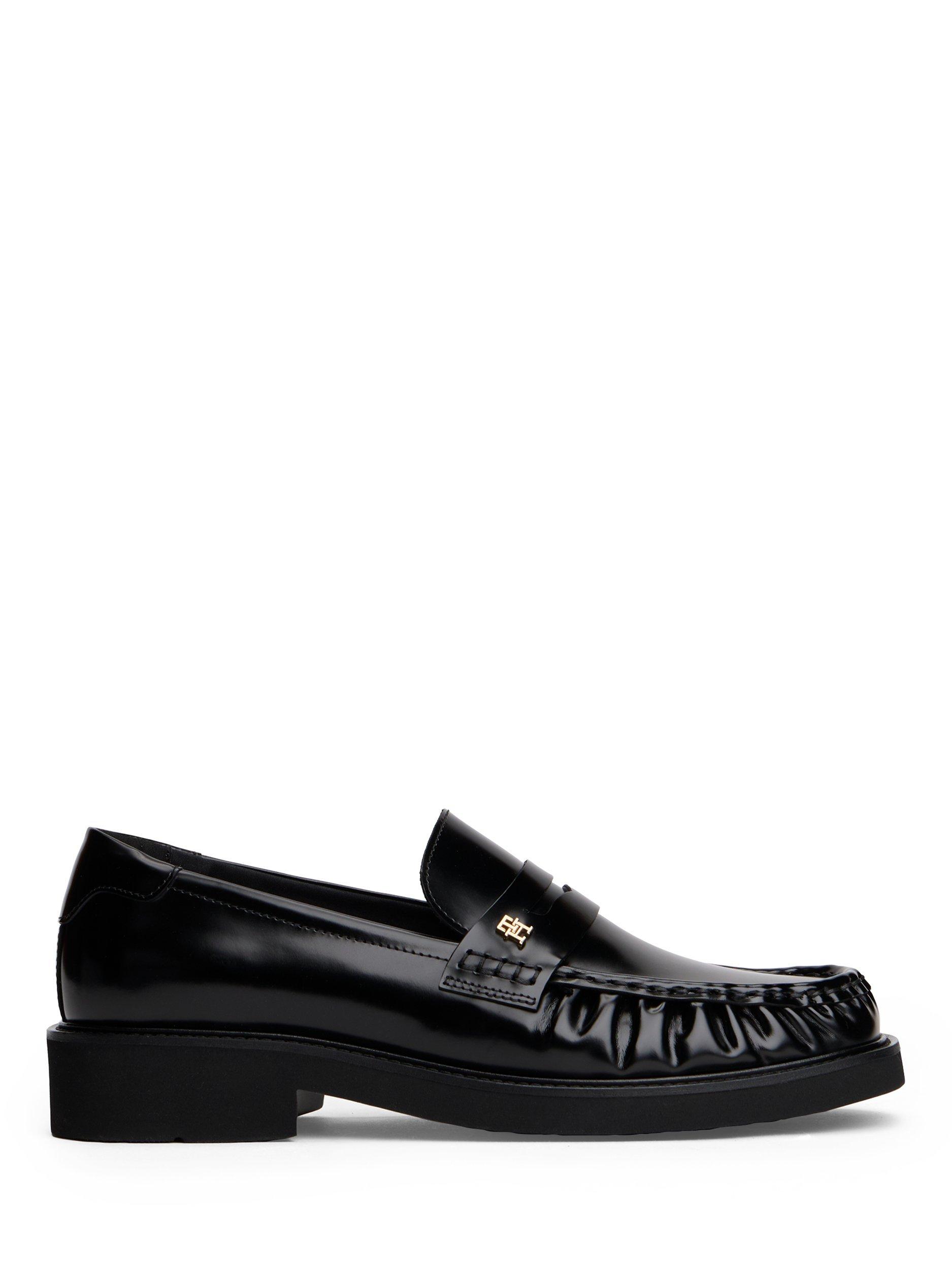 Product image 1 of 6, which shows Tommy Hilfiger Monogram Plaque Leather Loafers, Black, EU36