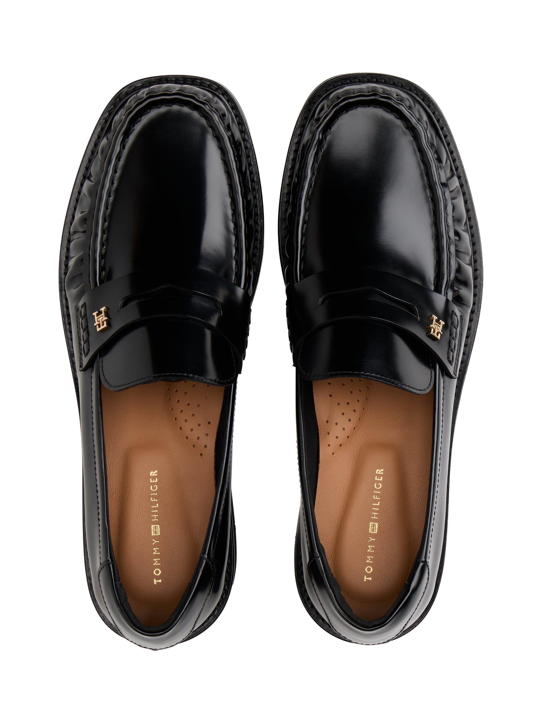 Product image 5 of 6, which shows Tommy Hilfiger Monogram Plaque Leather Loafers, Black, EU36