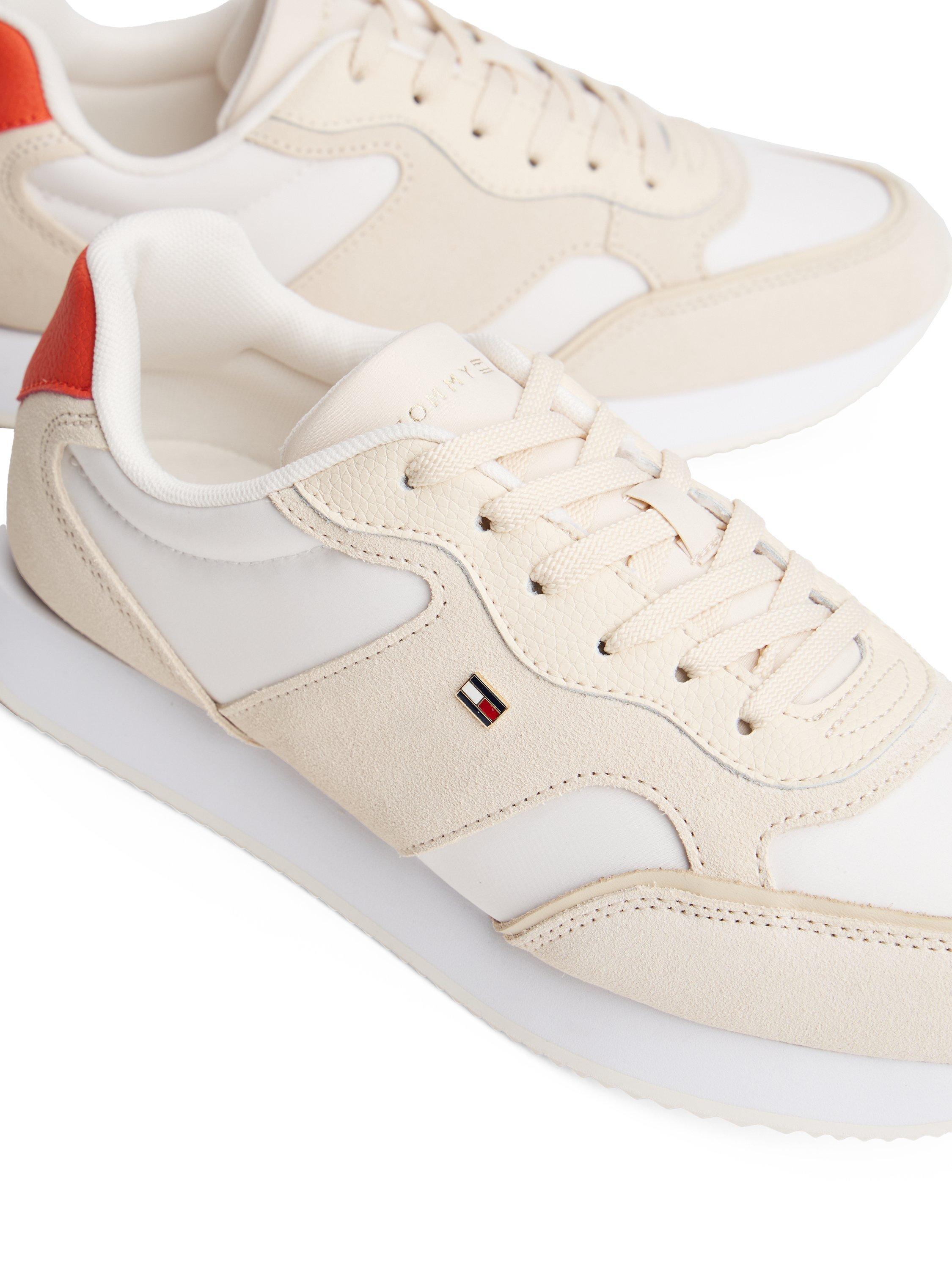Product image 5 of 5, which shows Tommy Hilfiger Suede TH Monogram Trainers, Sugarcane, EU36