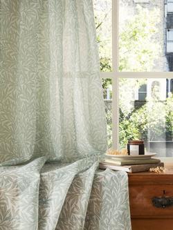 William Morris At Home Willow Voile Slot Top Panel, Sage, Sage