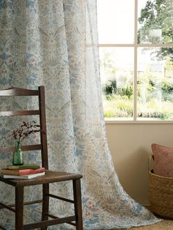 William Morris At Home Strawberry Thief Slot Top Voile Panel, Hessian - view 2, Hessian
