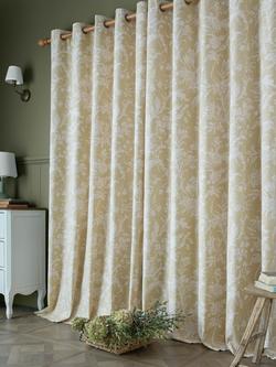 Laura Ashley Lloyd Pair Lined Eyelet Curtains, Caramel - view 2, Caramel