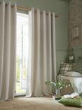 Laura Ashley Milbourne Herringbone Pair Lined Eyelet Curtains, Truffle Natural