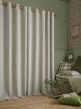 Laura Ashley Milbourne Herringbone Pair Lined Eyelet Curtains, Truffle Natural