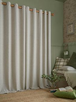 Laura Ashley Milbourne Herringbone Pair Lined Eyelet Curtains, Truffle Natural - view 2, Truffle Natural